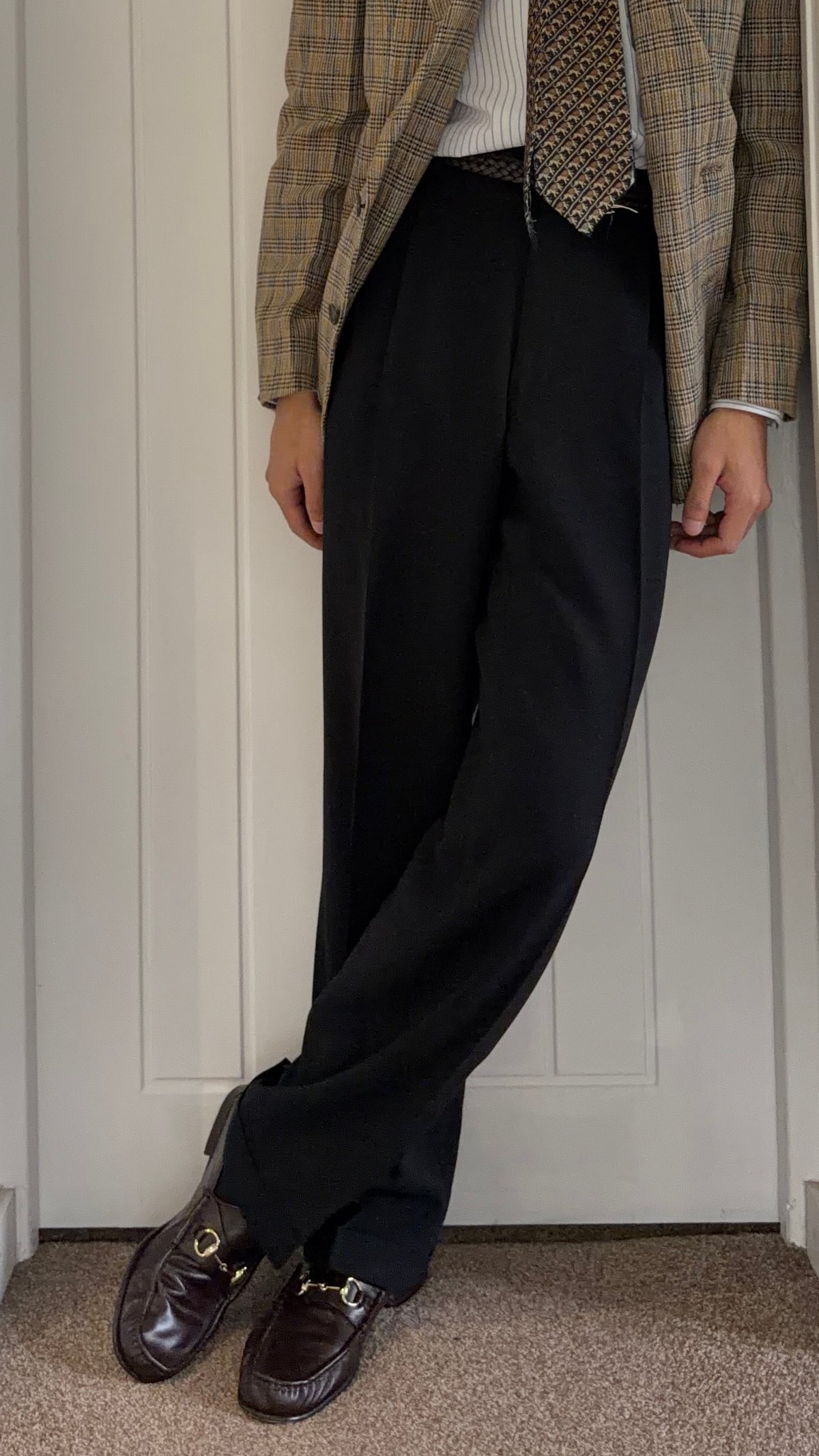 Giorgio Armani 1980s Pleated Draped Wool Pants Black - Size 35" Waist