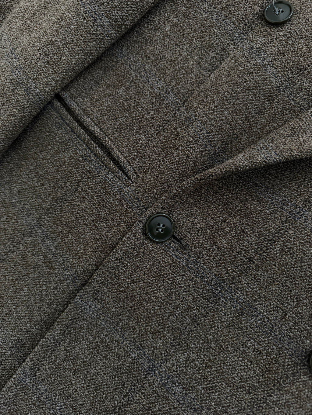 Giorgio Armani 1980s Peaked Lapel Double Breasted Textured Brown Wool Sport Jacket Blazer - Size M