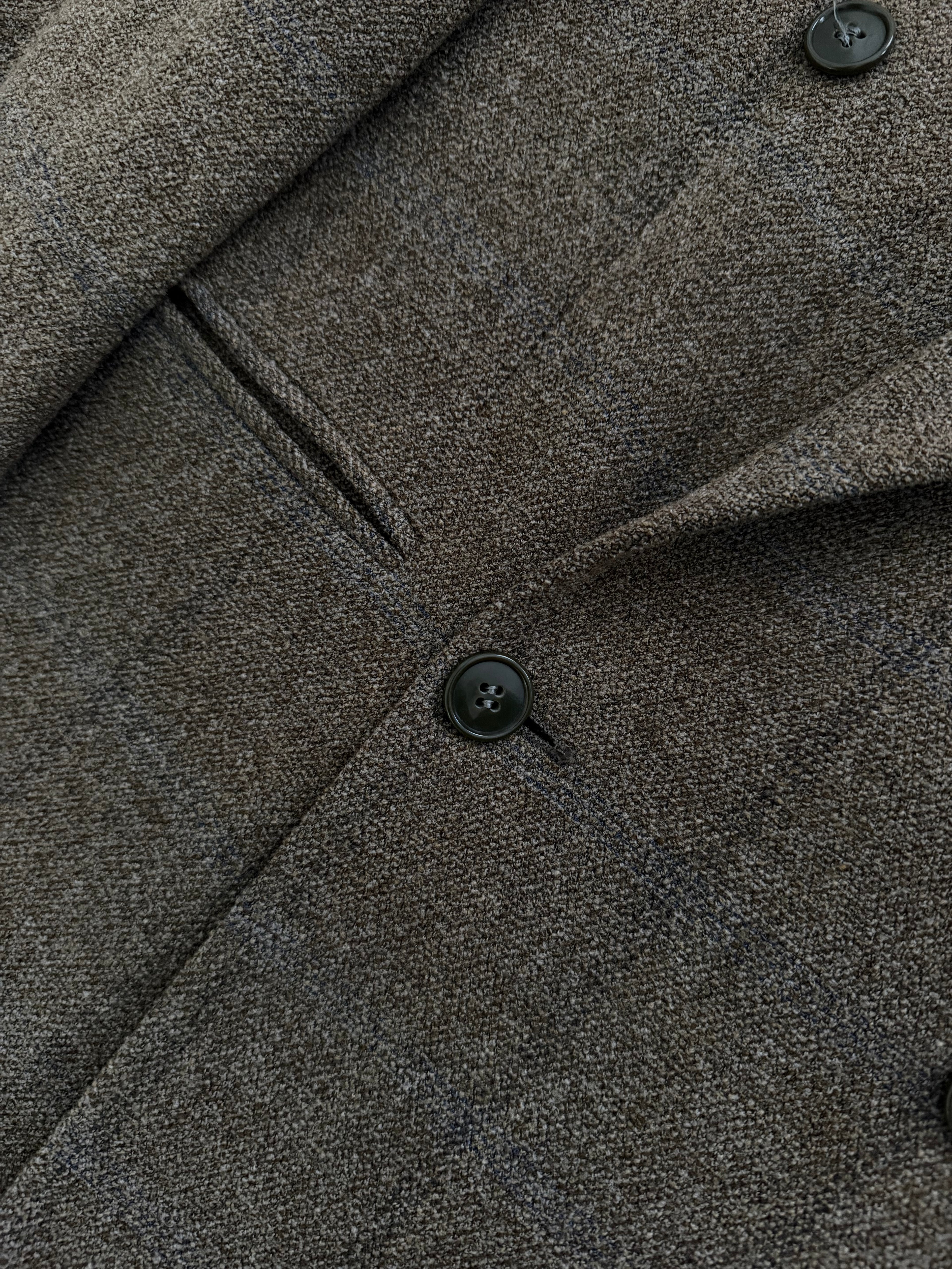 Giorgio Armani 1980s Peaked Lapel Double Breasted Textured Brown Wool Sport Jacket Blazer - Size M
