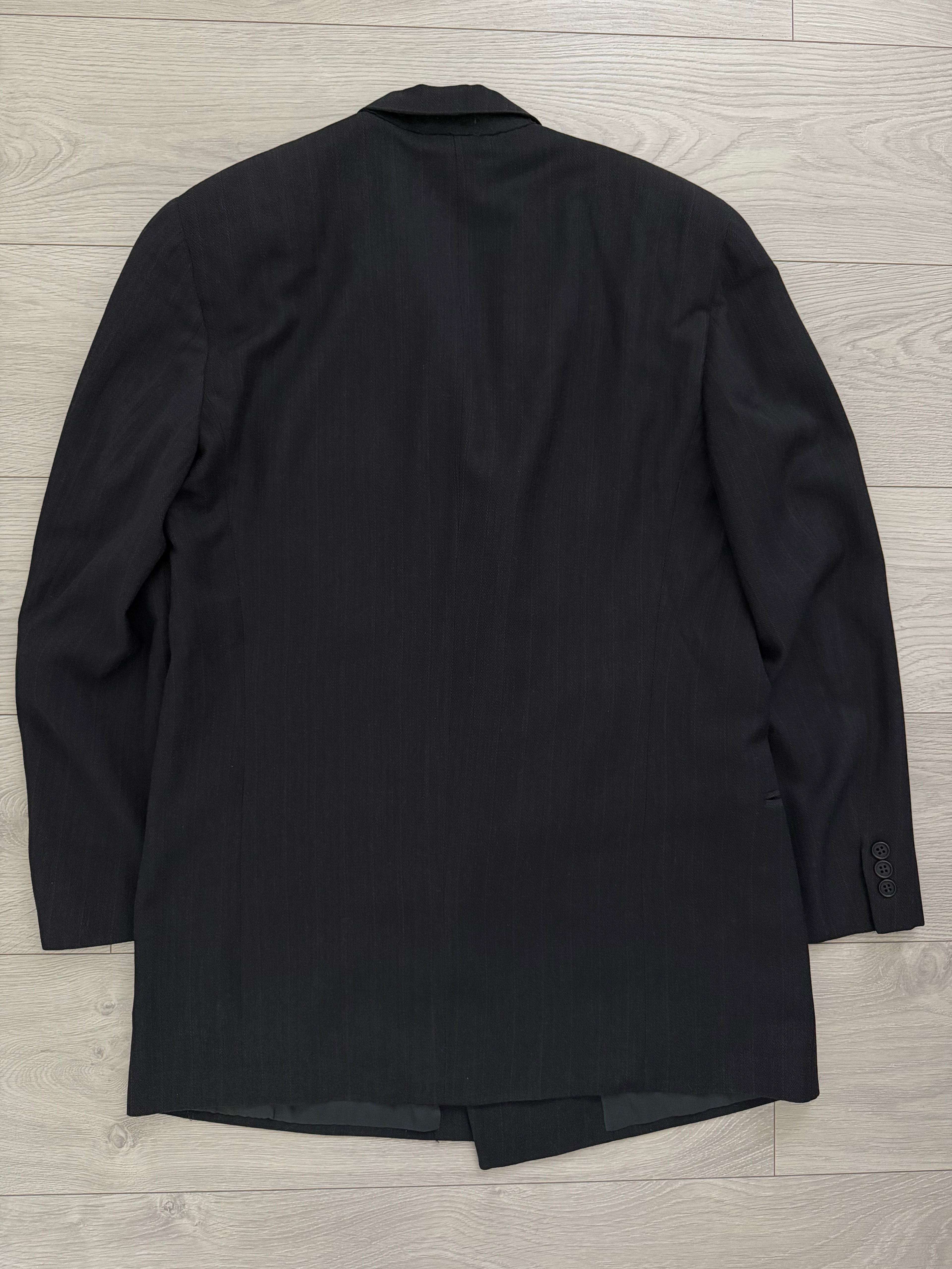 Giorgio Armani 1980s Peaked Lapel Double Breasted Textured Chevron Weave Wool Sport Jacket Blazer - Size M