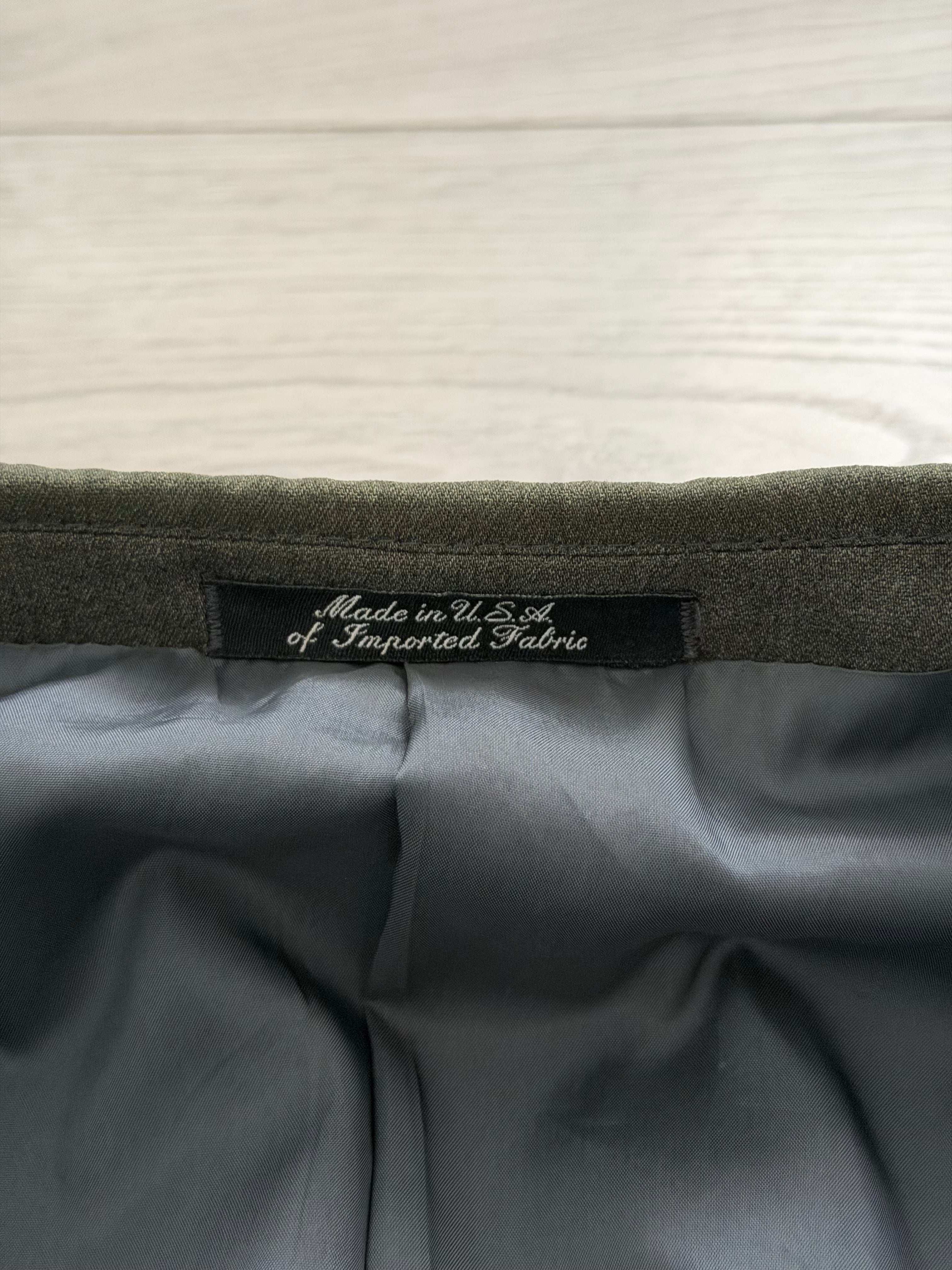 Mani Giorgio Armani 1980s 4B Pleated Rayon Wool Textured Draped Suit Taupe Green - Size XXL Jacket / 38" Waist