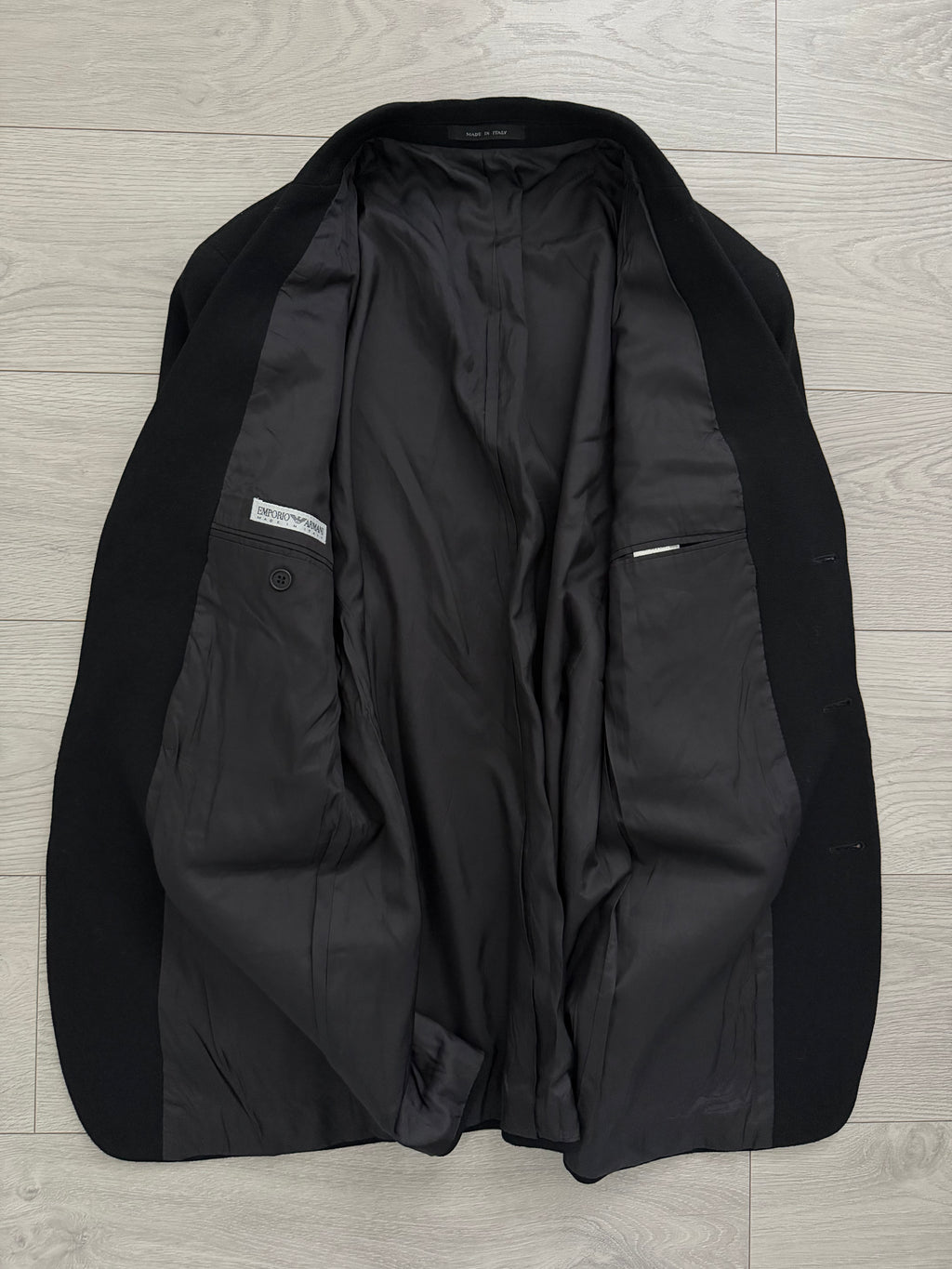 Emporio Armani 1990s 3B Textured Wool Sport Jacket Blazer Black - Size M