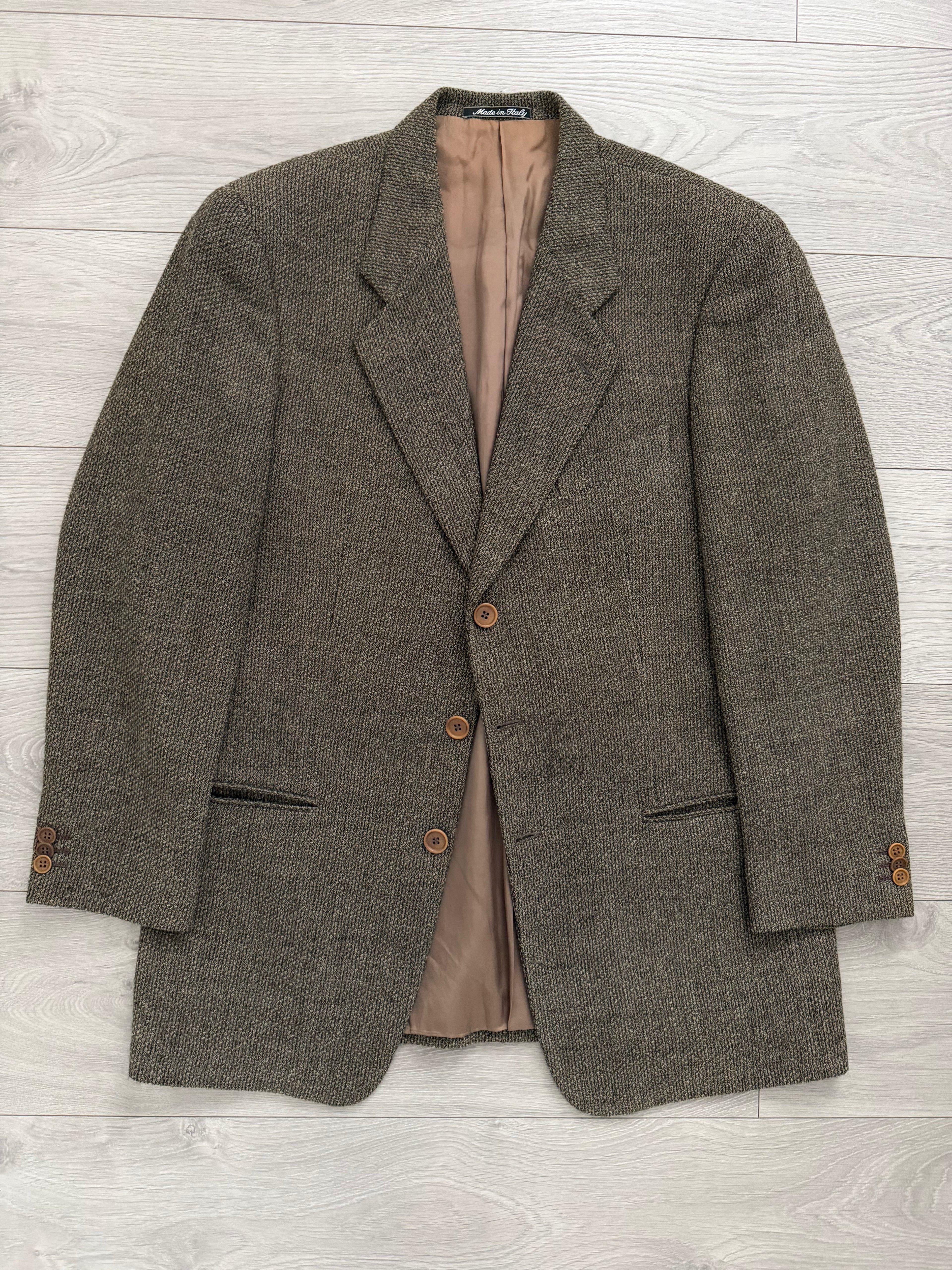 Giorgio Armani 1980s 3B Textured Wool Brown Sport Jacket Blazer  - Size L