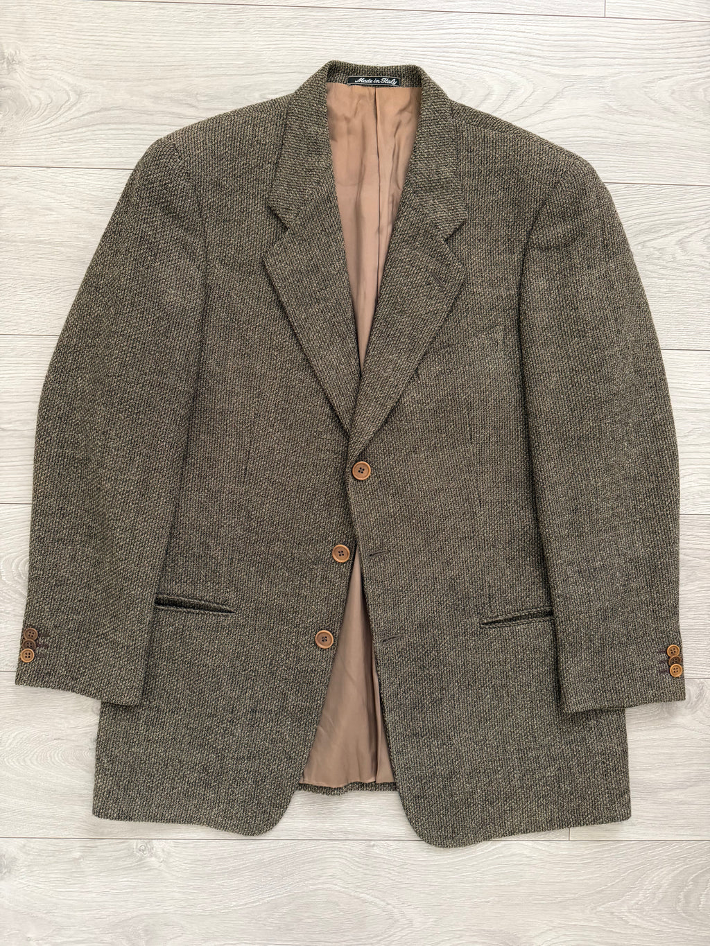Giorgio Armani 1980s 3B Textured Wool Brown Sport Jacket Blazer  - Size L