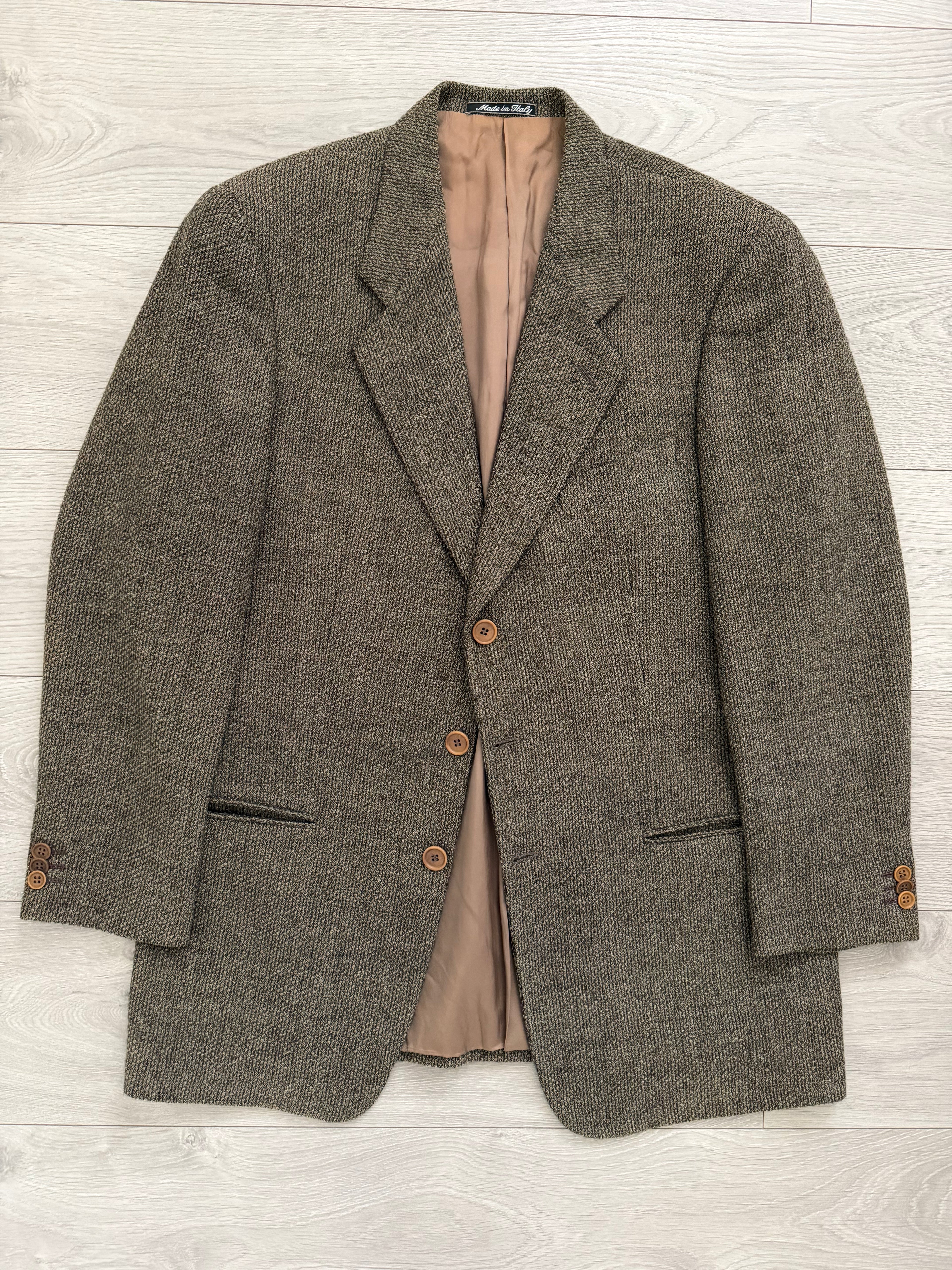 Giorgio Armani 1980s 3B Textured Wool Brown Sport Jacket Blazer  - Size L