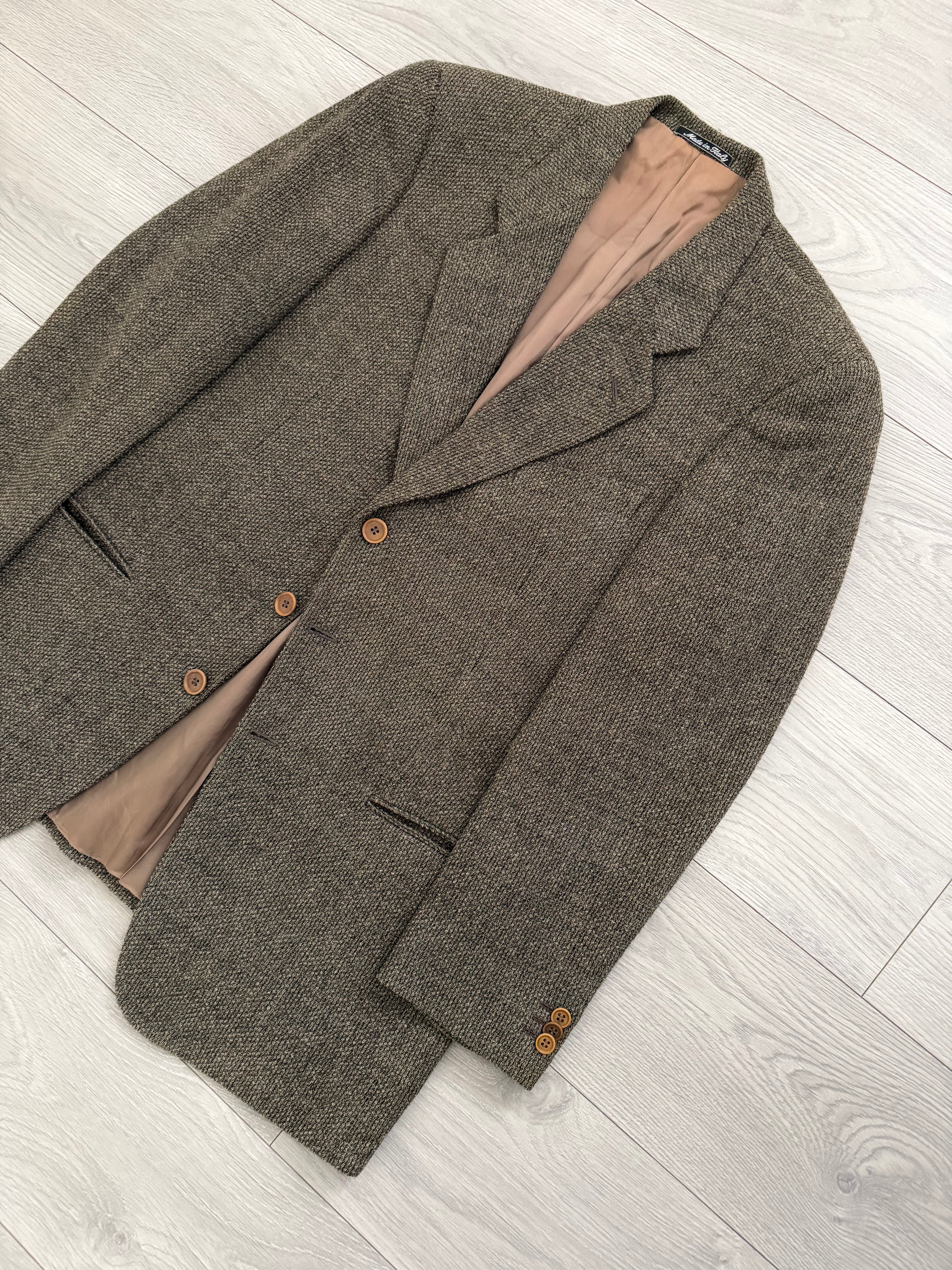 Giorgio Armani 1980s 3B Textured Wool Brown Sport Jacket Blazer  - Size L