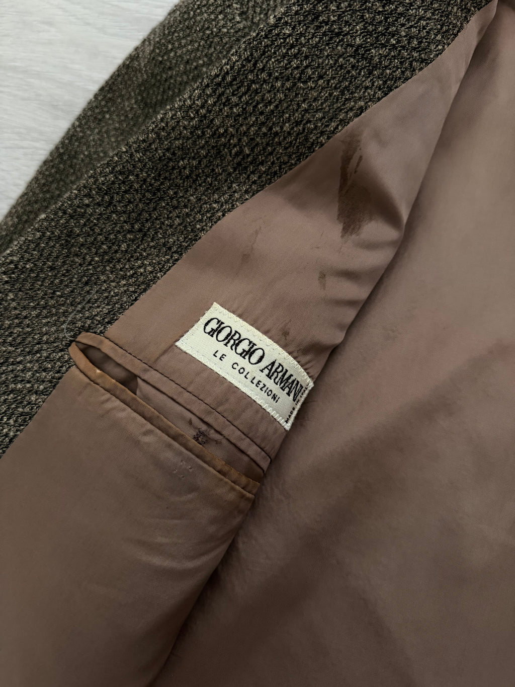 Giorgio Armani 1980s 3B Textured Wool Brown Sport Jacket Blazer  - Size L