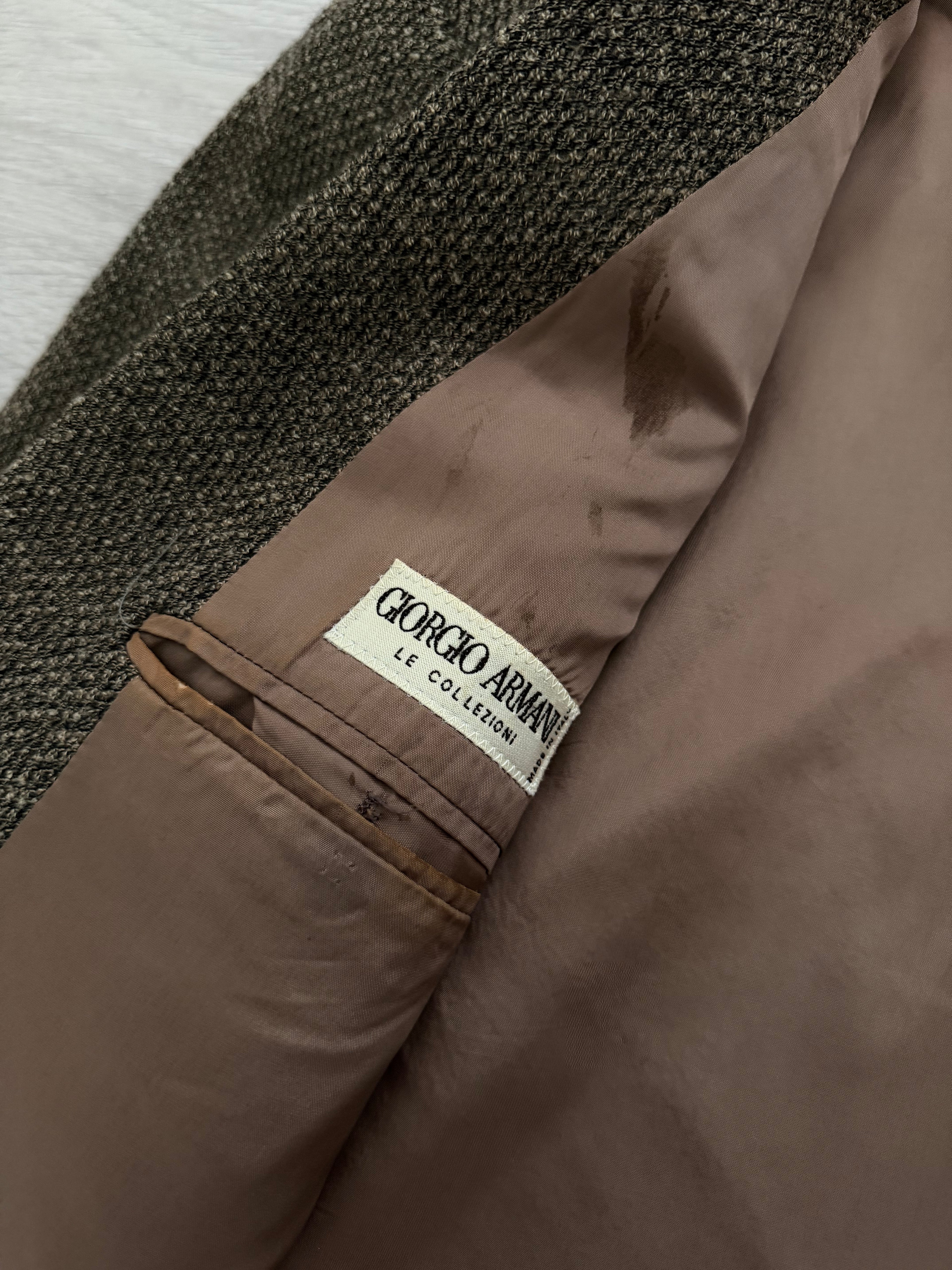 Giorgio Armani 1980s 3B Textured Wool Brown Sport Jacket Blazer  - Size L