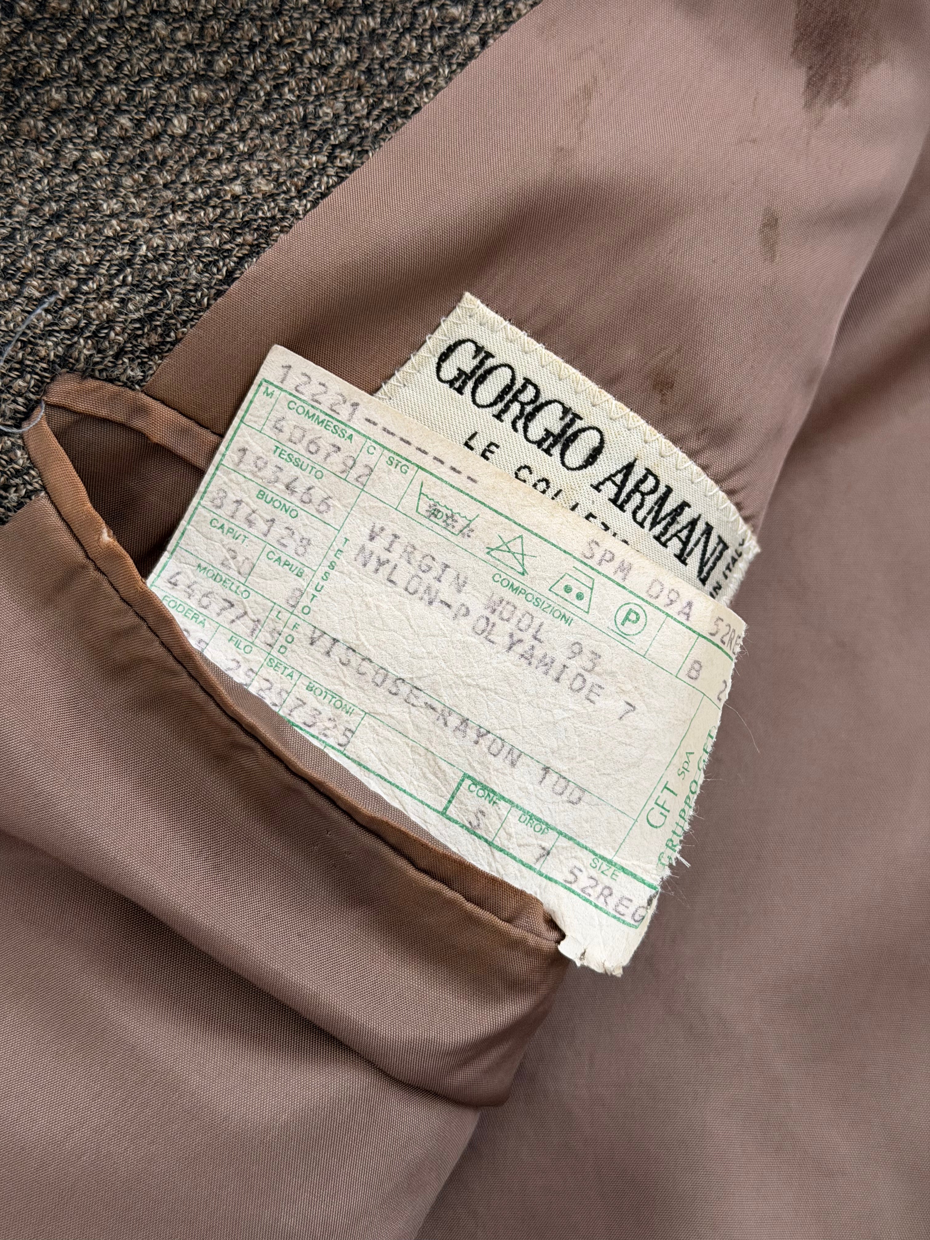 Giorgio Armani 1980s 3B Textured Wool Brown Sport Jacket Blazer  - Size L