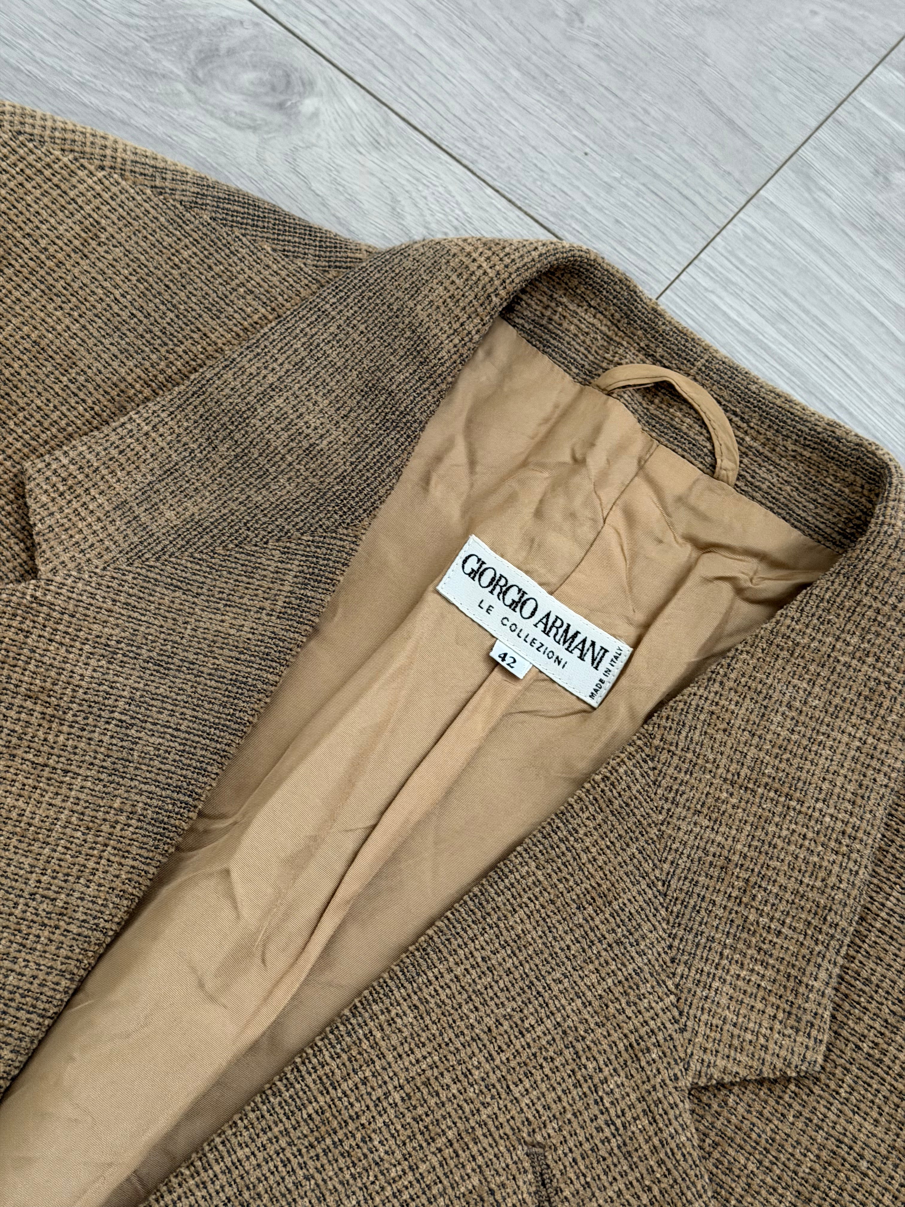 Giorgio Armani 1980s 2B Taupe Beige Textured Wool Nylon Sport Jacket Blazer  - Size XL
