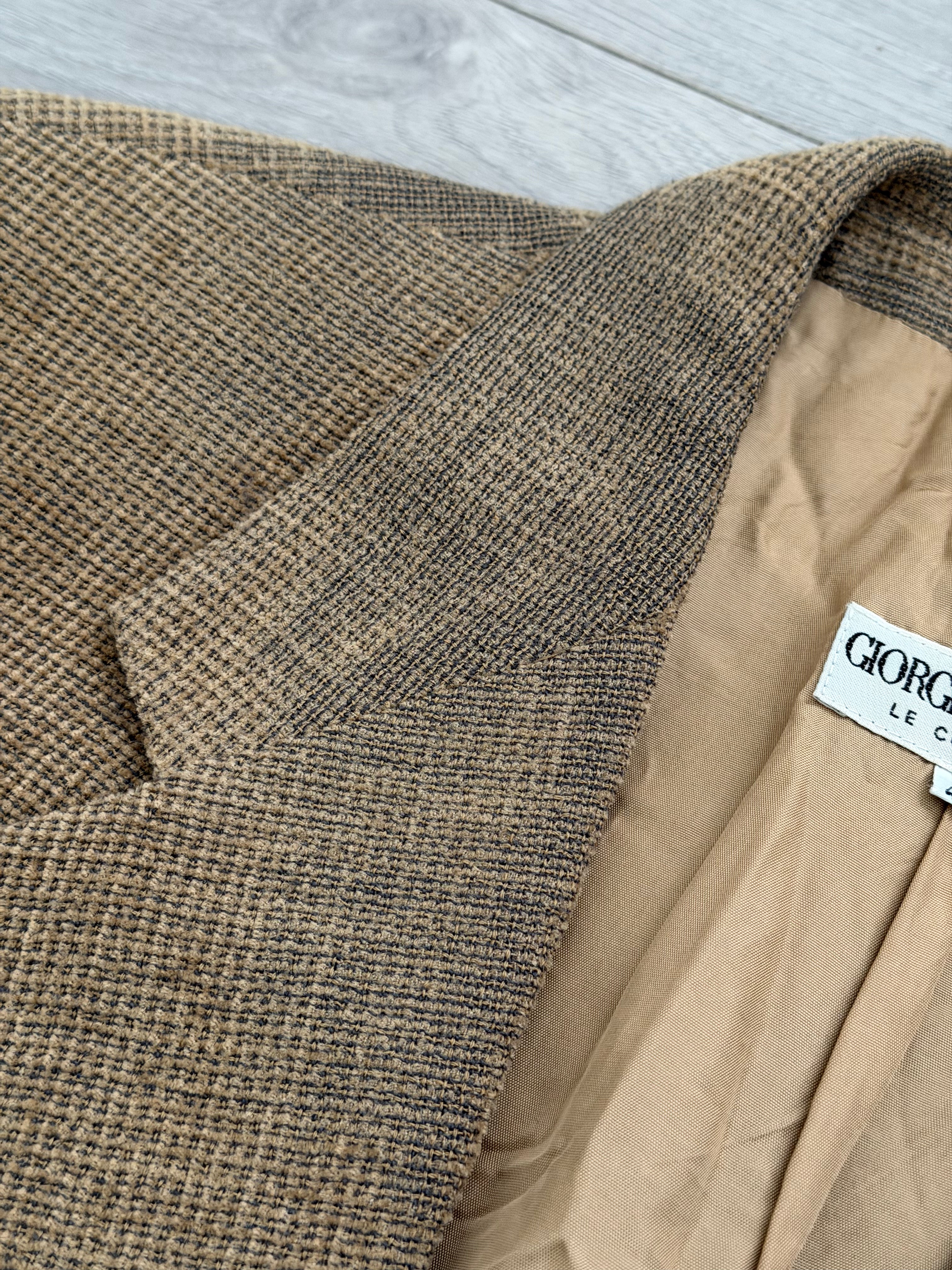 Giorgio Armani 1980s 2B Taupe Beige Textured Wool Nylon Sport Jacket Blazer  - Size XL