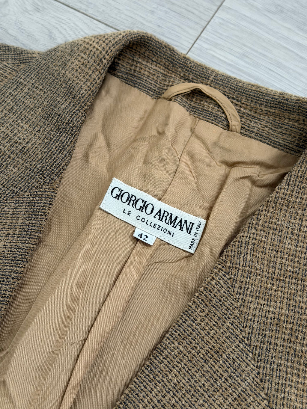 Giorgio Armani 1980s 2B Taupe Beige Textured Wool Nylon Sport Jacket Blazer  - Size XL