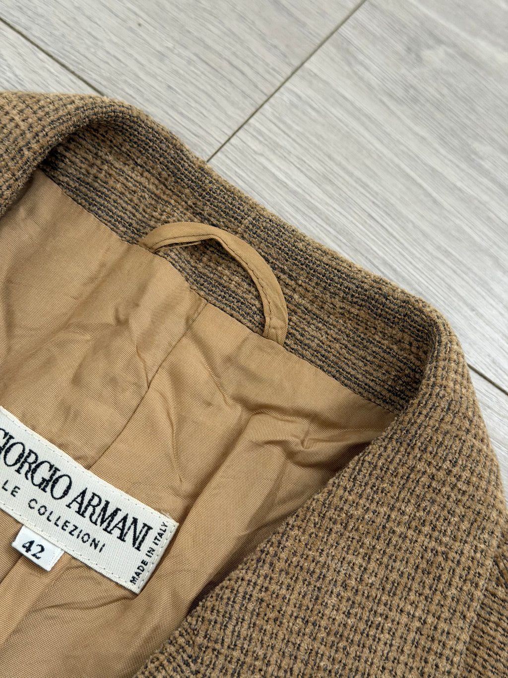 Giorgio Armani 1980s 2B Taupe Beige Textured Wool Nylon Sport Jacket Blazer  - Size XL
