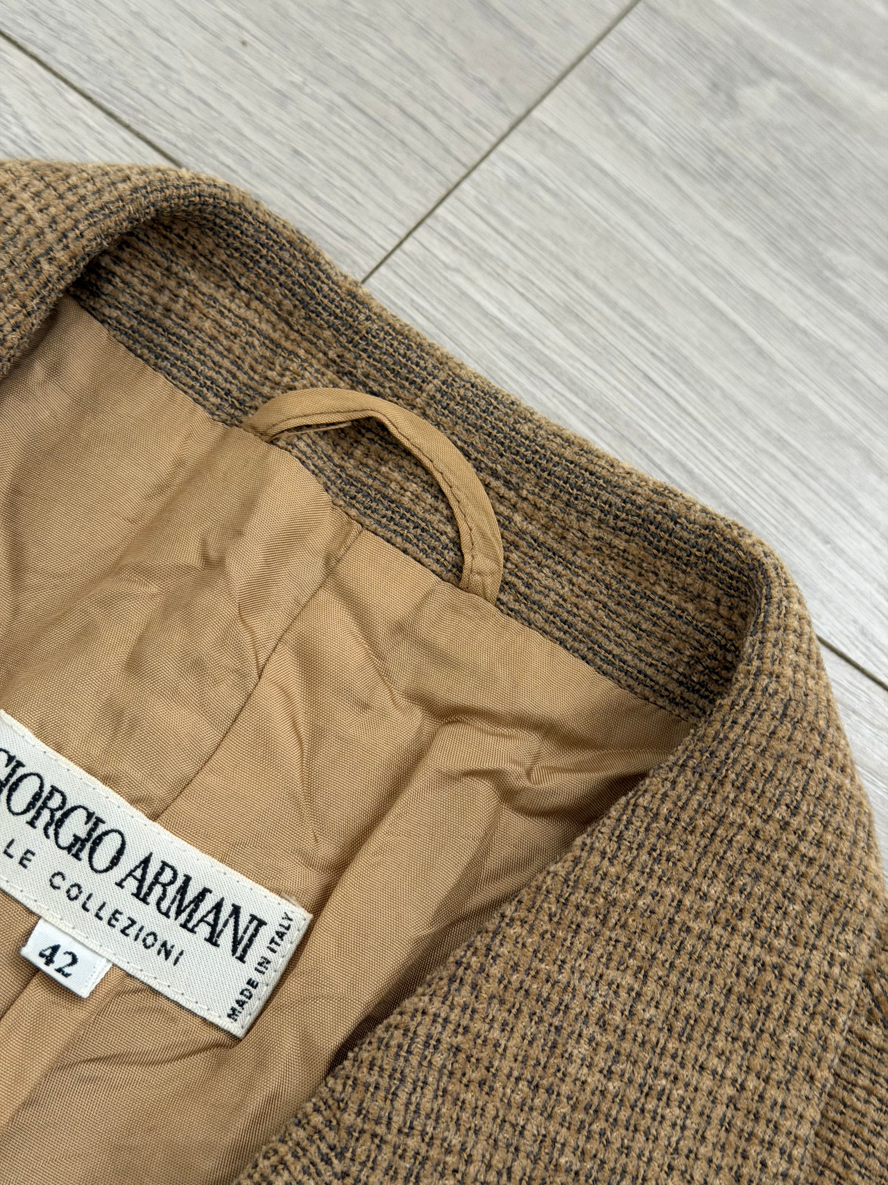 Giorgio Armani 1980s 2B Taupe Beige Textured Wool Nylon Sport Jacket Blazer  - Size XL