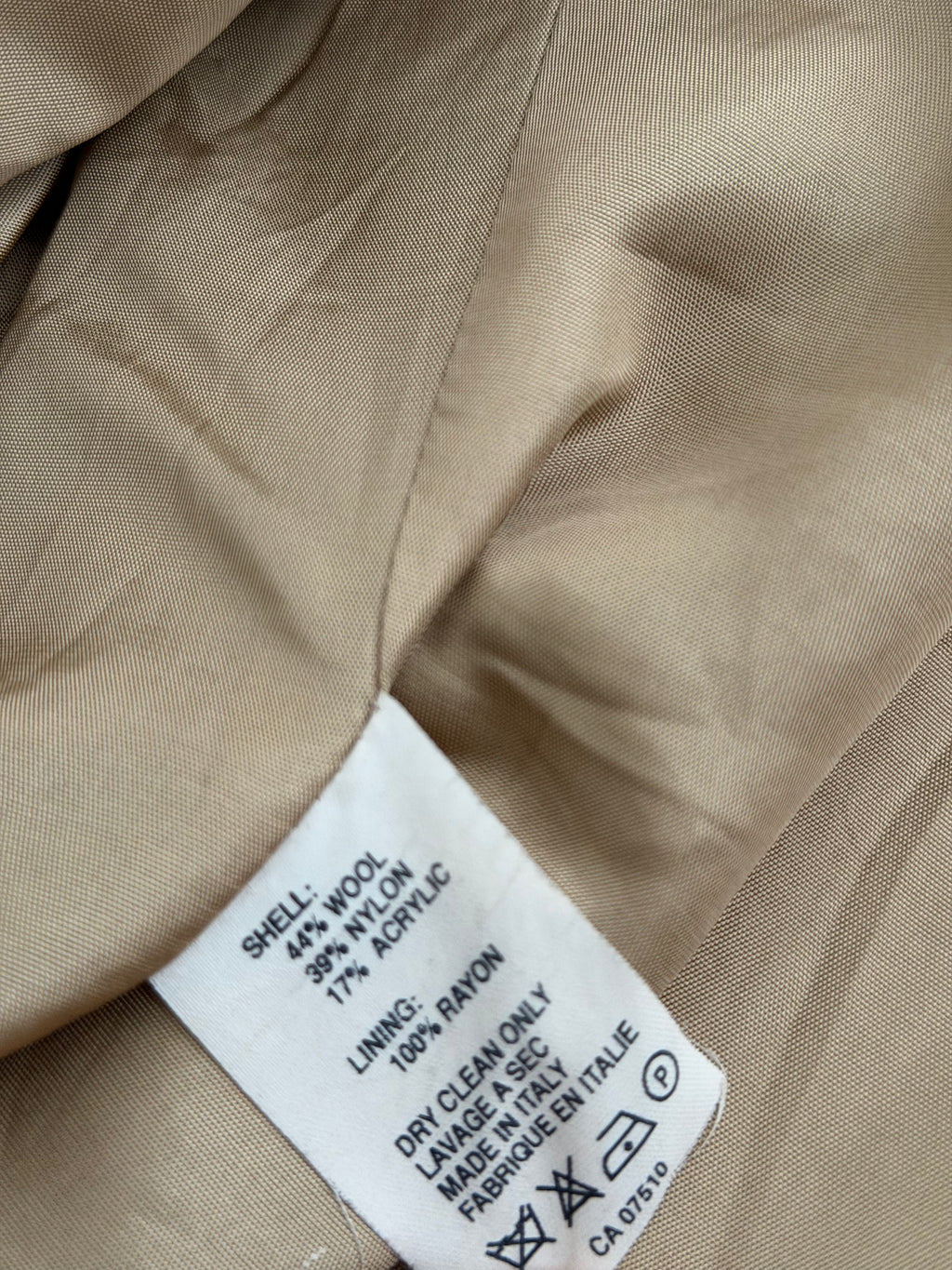 Giorgio Armani 1980s 2B Taupe Beige Textured Wool Nylon Sport Jacket Blazer  - Size XL