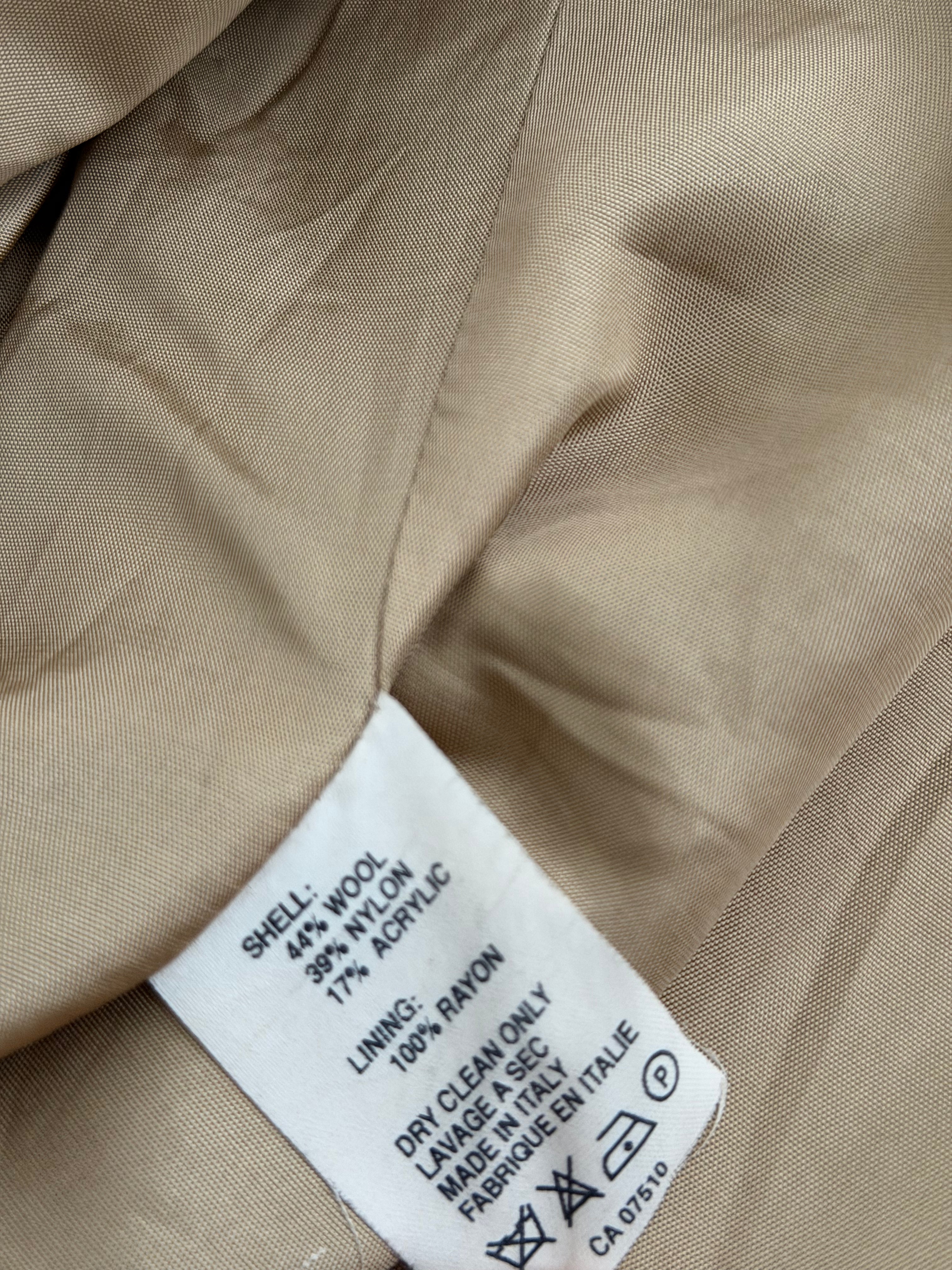 Giorgio Armani 1980s 2B Taupe Beige Textured Wool Nylon Sport Jacket Blazer  - Size XL