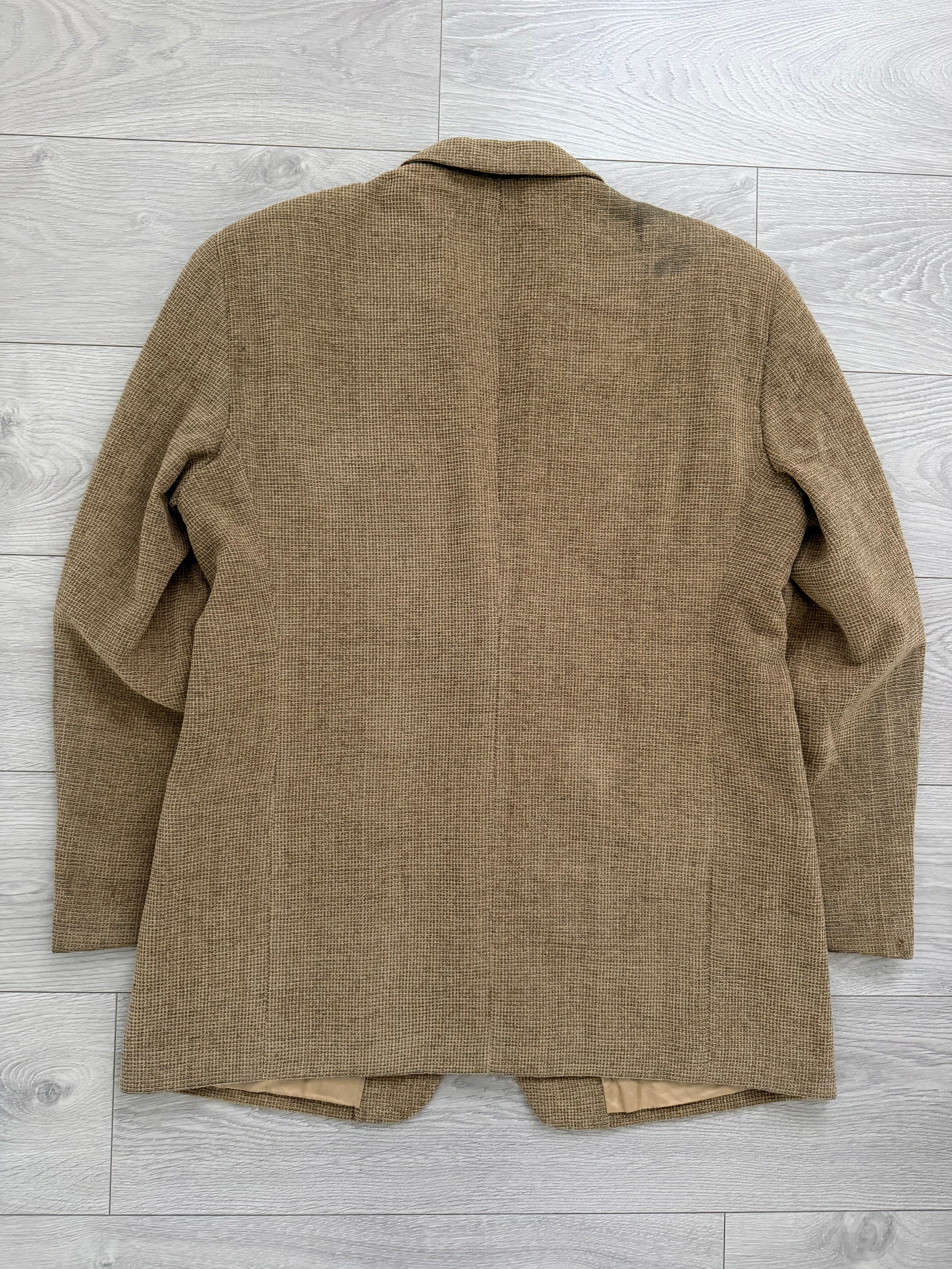 Giorgio Armani 1980s 2B Taupe Beige Textured Wool Nylon Sport Jacket Blazer  - Size XL