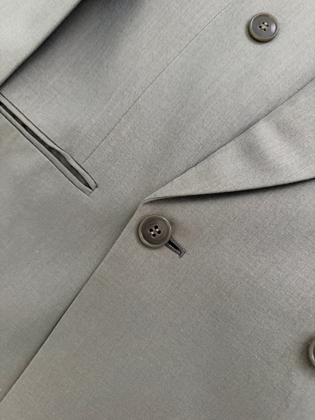 Giorgio Armani 1980s Peaked Lapel Double Breasted Wool Linen Sport Jacket Blazer Taupe Sage - Size S