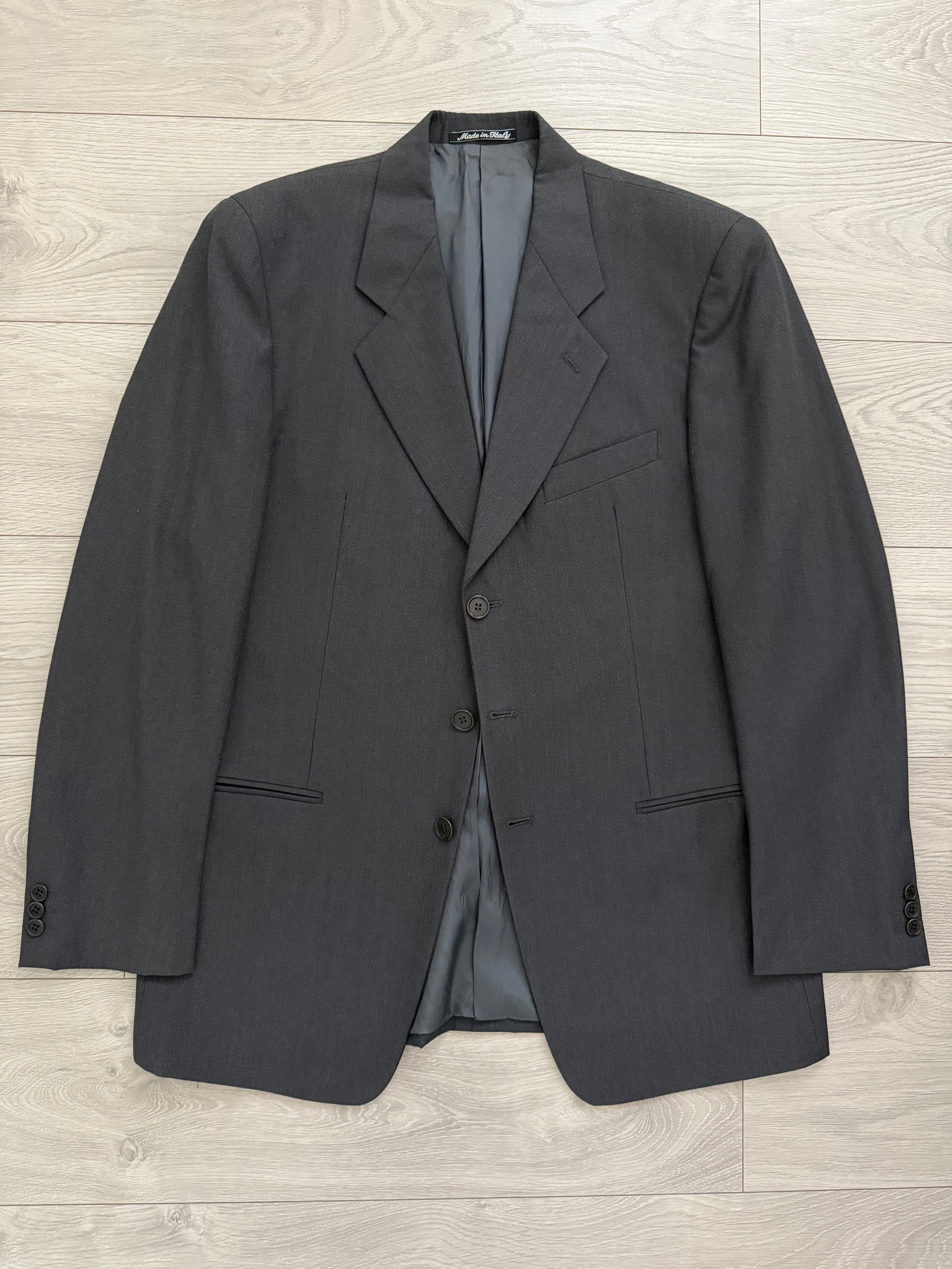 Giorgio Armani 1980s 3B Wool Sport Jacket Blazer Charcoal Grey - Size L