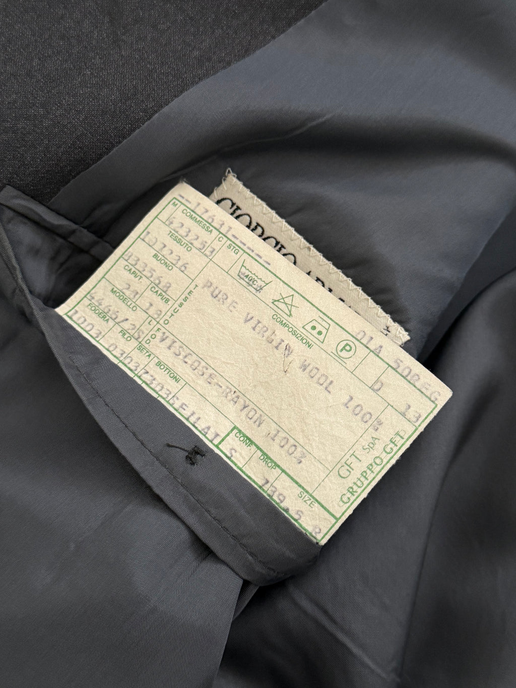 Giorgio Armani 1980s 3B Wool Sport Jacket Blazer Charcoal Grey - Size L