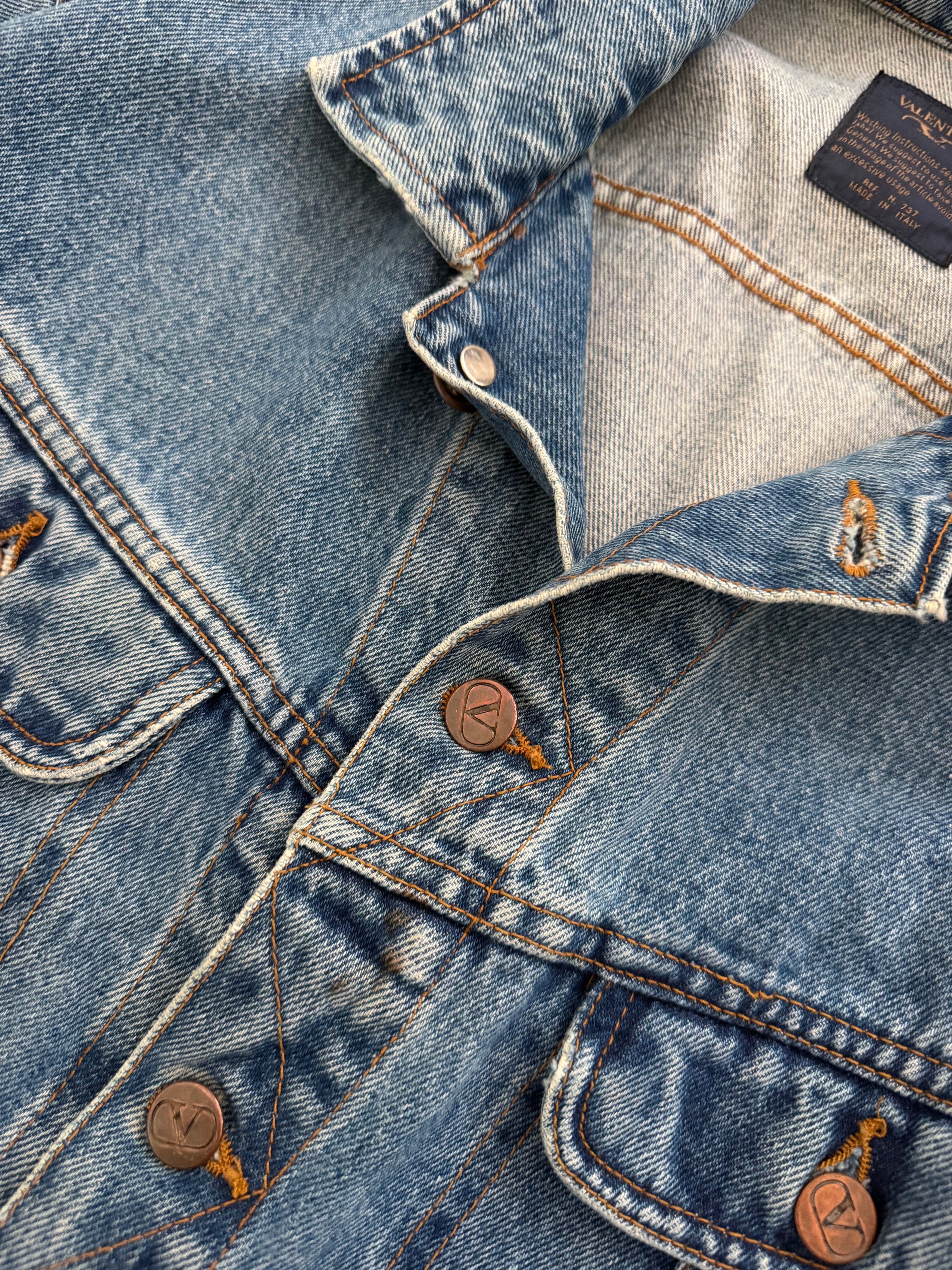Valentino 1980s Denim Trucker Jacket - Size L
