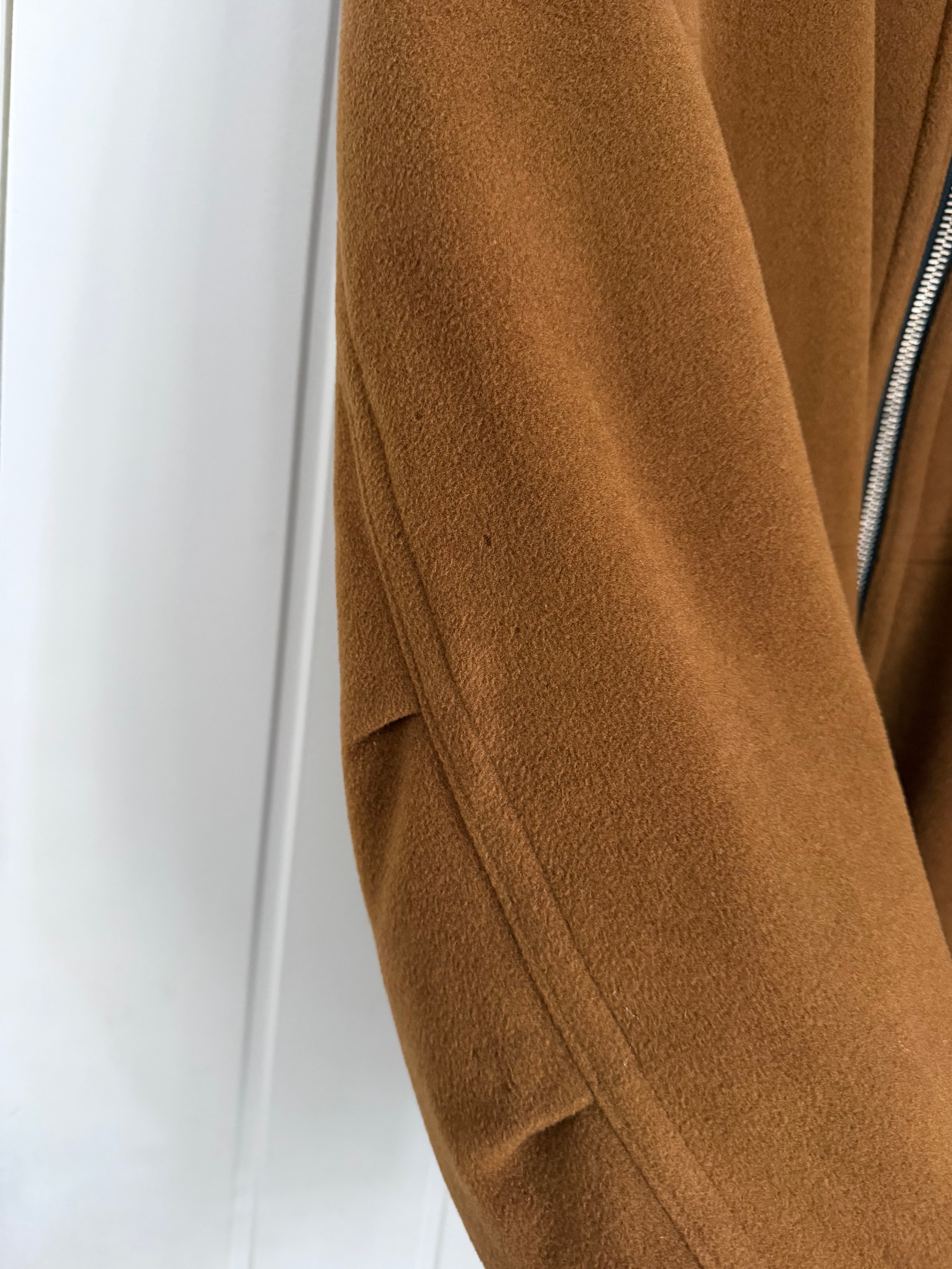 Hugo Boss 1980s Wool Cashmere Camel Brown Bomber Jacket - Size L