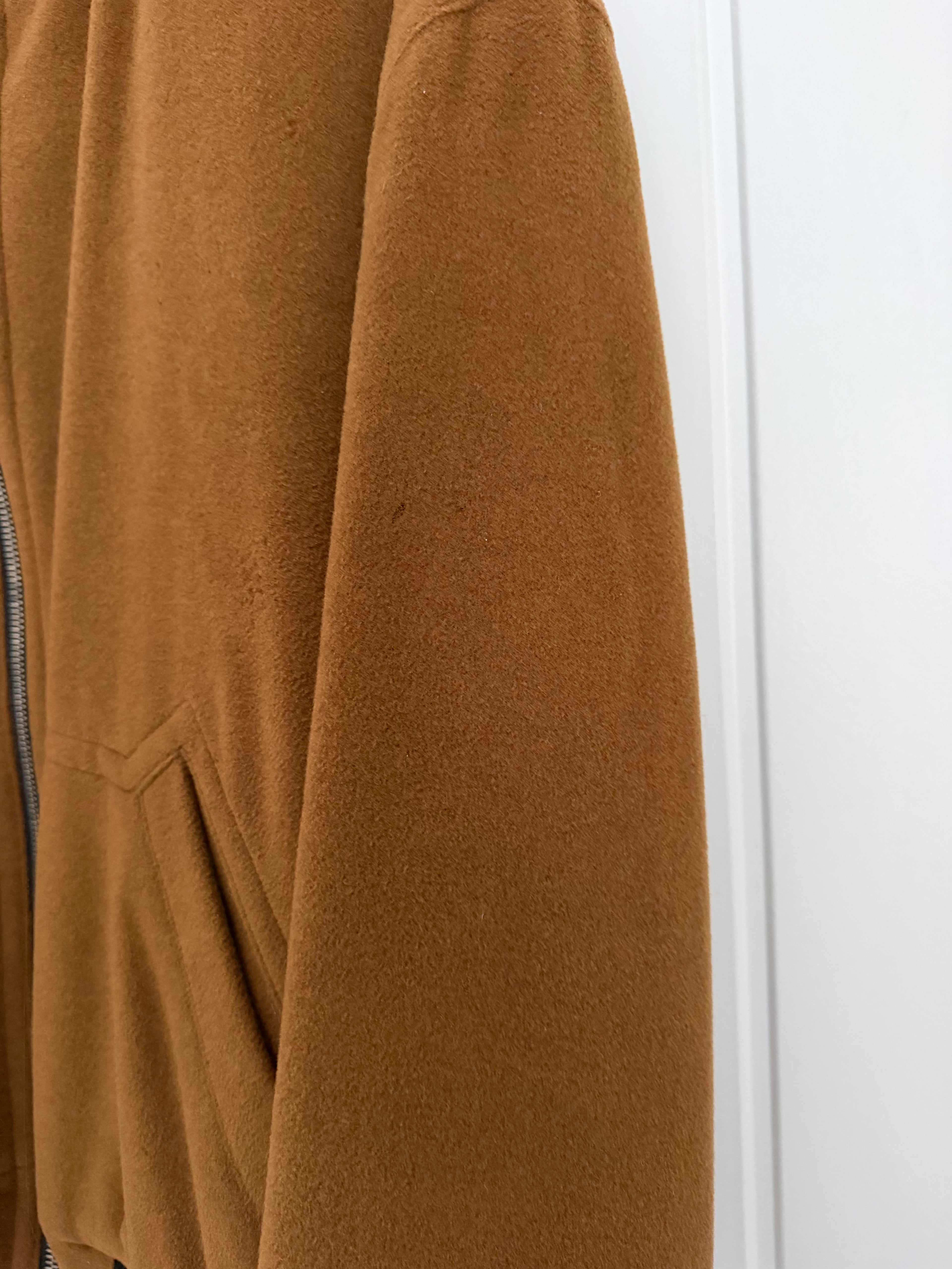 Hugo Boss 1980s Wool Cashmere Camel Brown Bomber Jacket - Size L