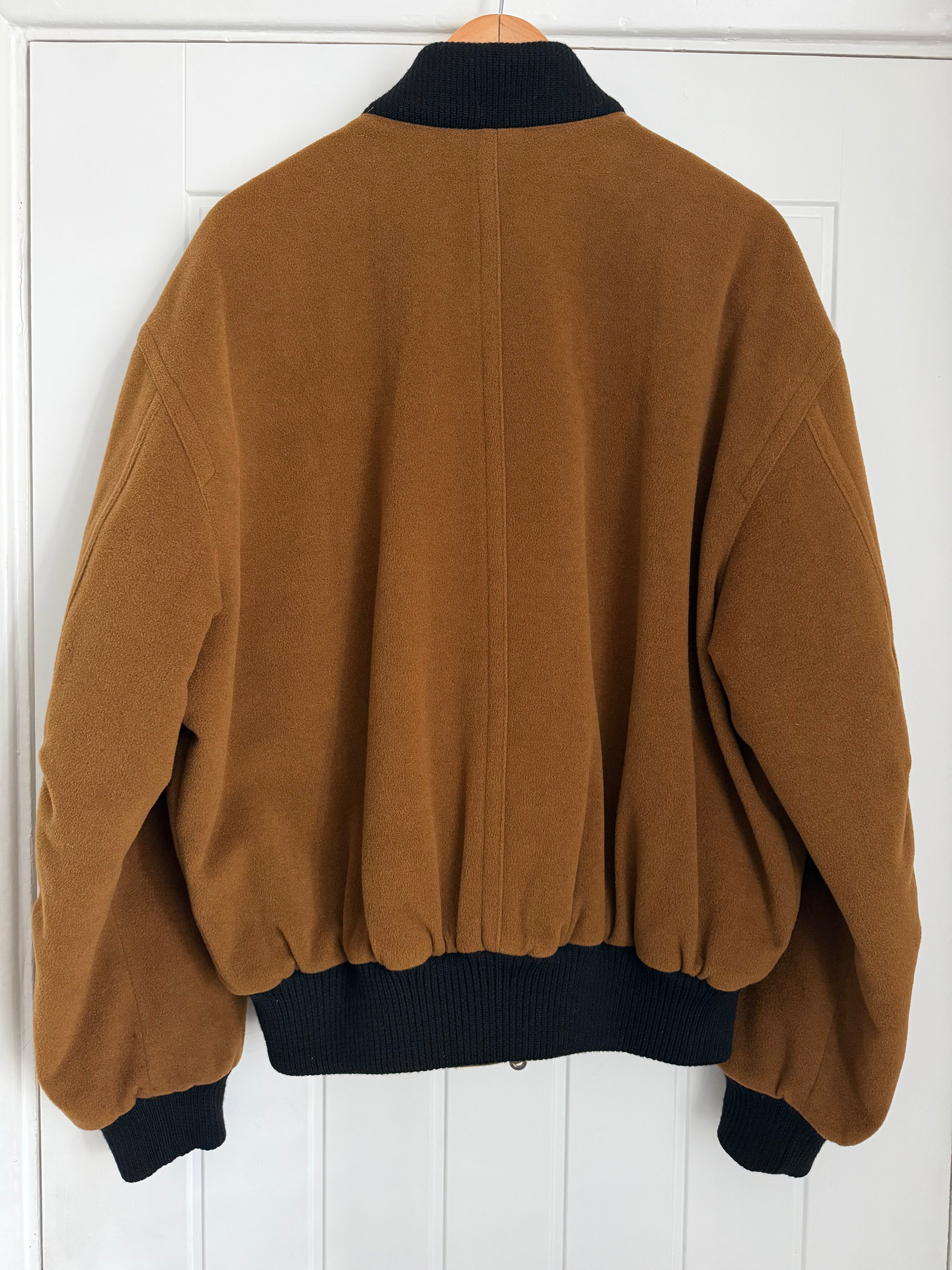 Hugo Boss 1980s Wool Cashmere Camel Brown Bomber Jacket - Size L