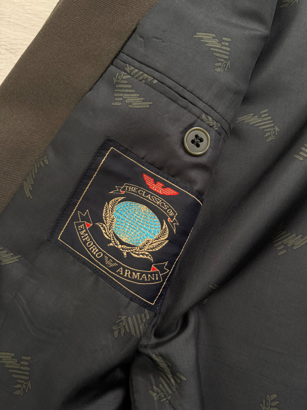 Emporio Armani 1980s Peaked Lapel Double Breasted Wool Suit - Size S Jacket / 31" Waist