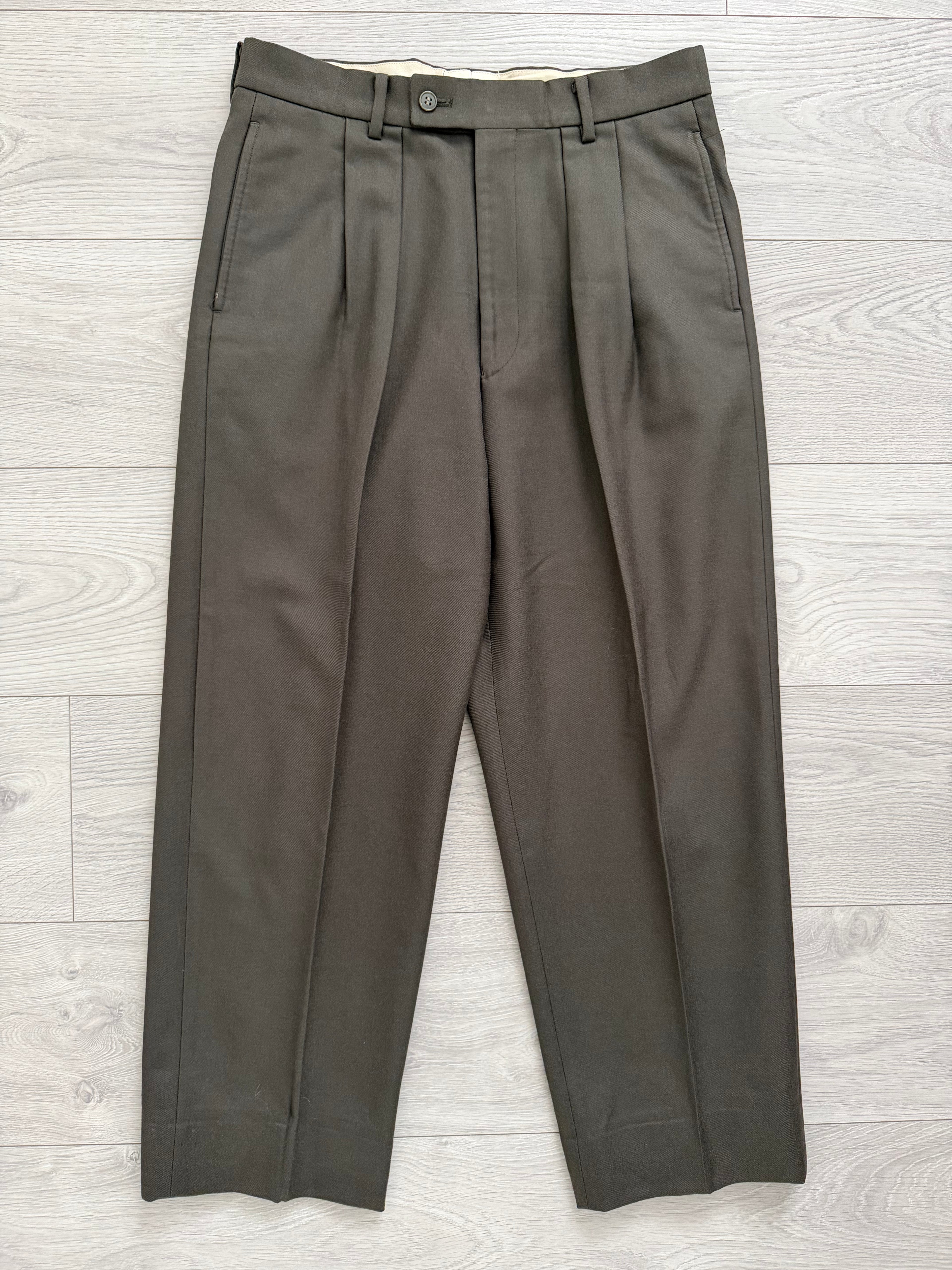 Emporio Armani 1980s Peaked Lapel Double Breasted Wool Suit - Size S Jacket / 31" Waist