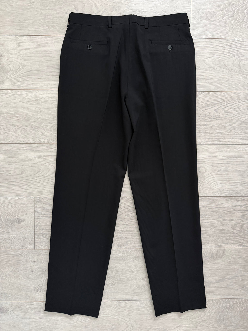Emporio Armani 1980s Peaked Lapel Double Breasted Draped Wool Suit Black - Size M Jacket / 33"