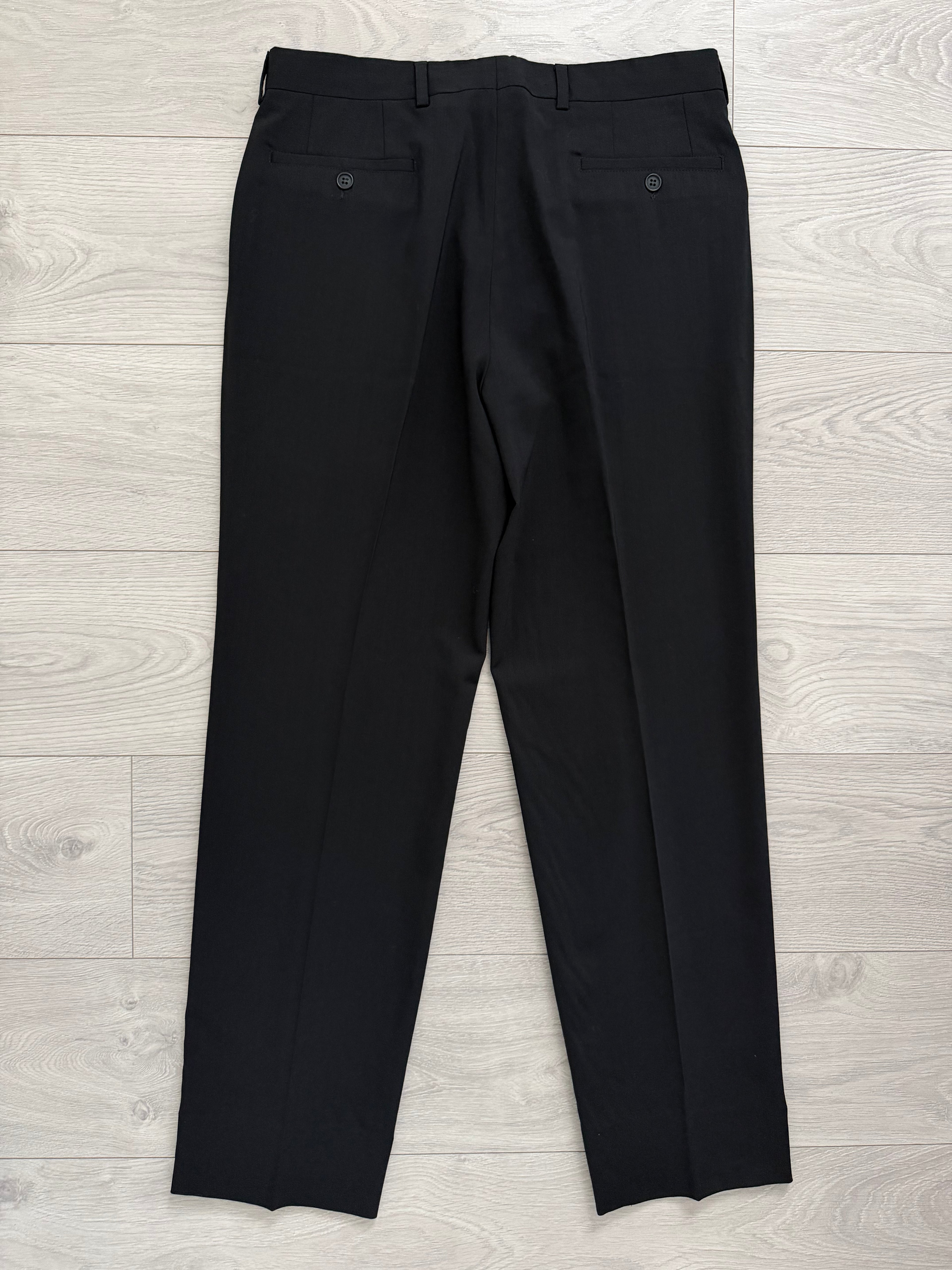 Emporio Armani 1980s Peaked Lapel Double Breasted Draped Wool Suit Black - Size M Jacket / 33"