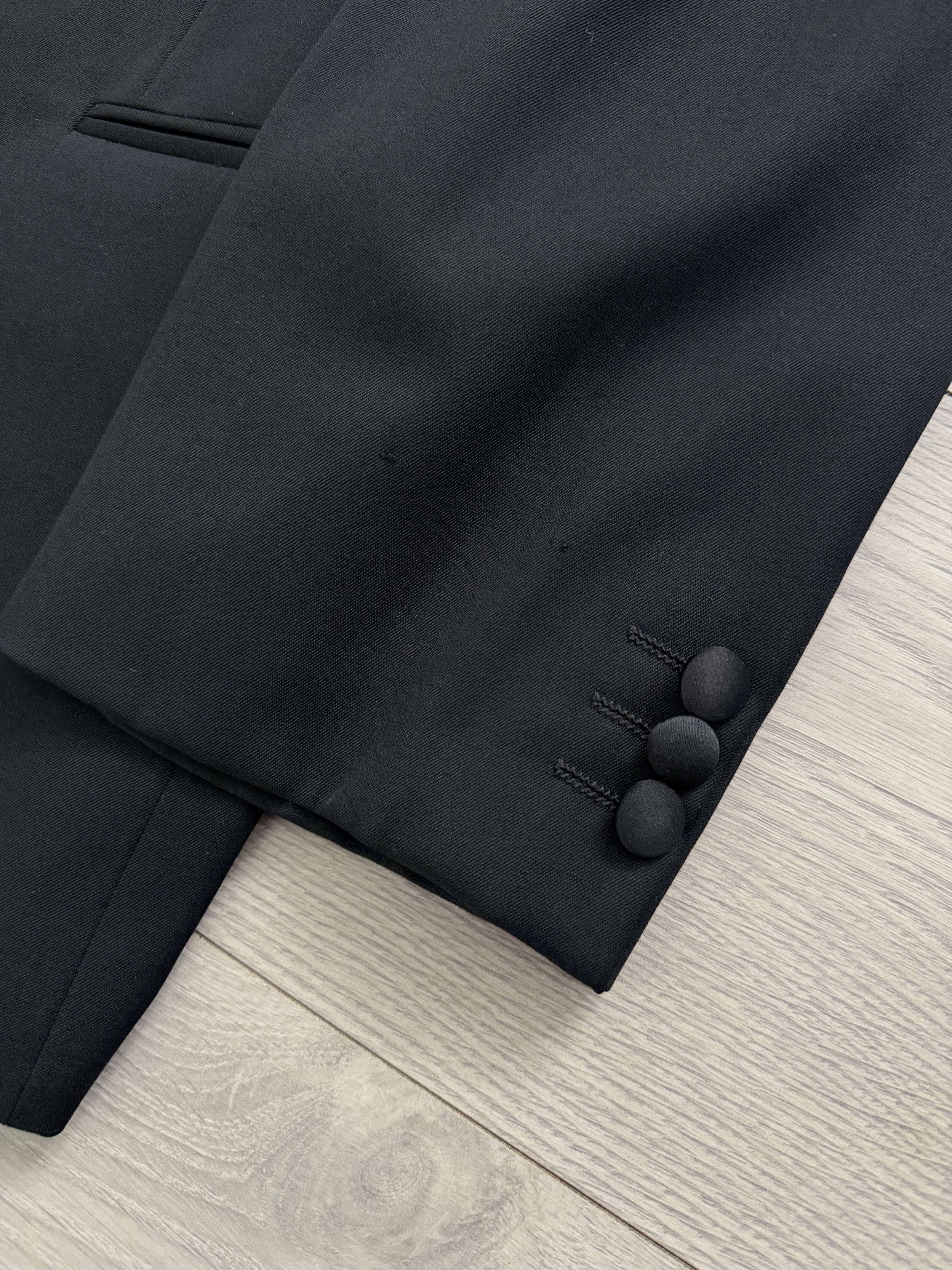 Armani Mani 1980s Tuxedo Peaked Lapel Double Breasted Jacket & Hugo Boss 1980s Pleated Tuxedo Pants - Size XXL Jacket / 38"