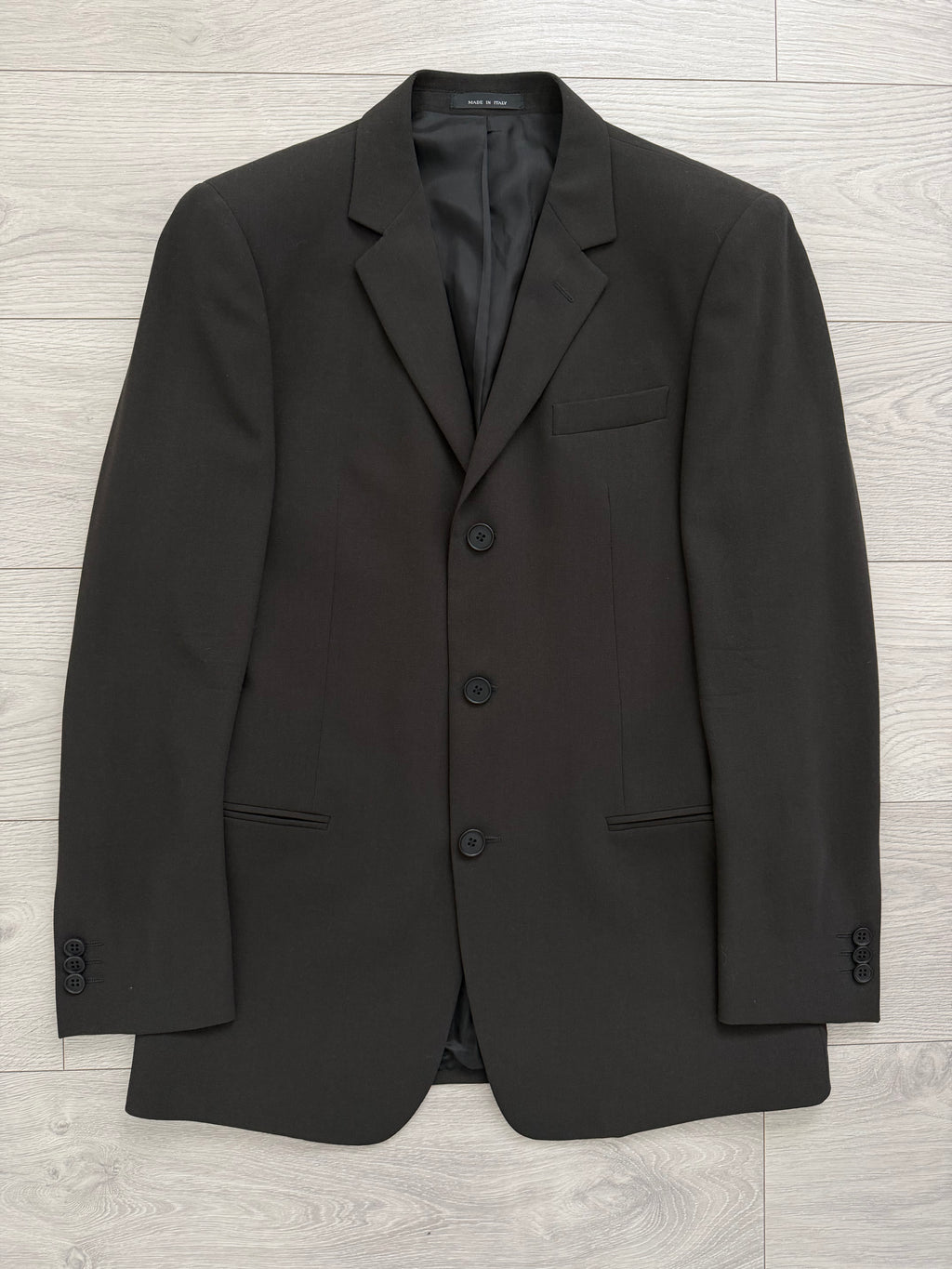 Emporio Armani 1990s 3B Draped Wool Suit Espresso Black - Size S Jacket / 30" Waist