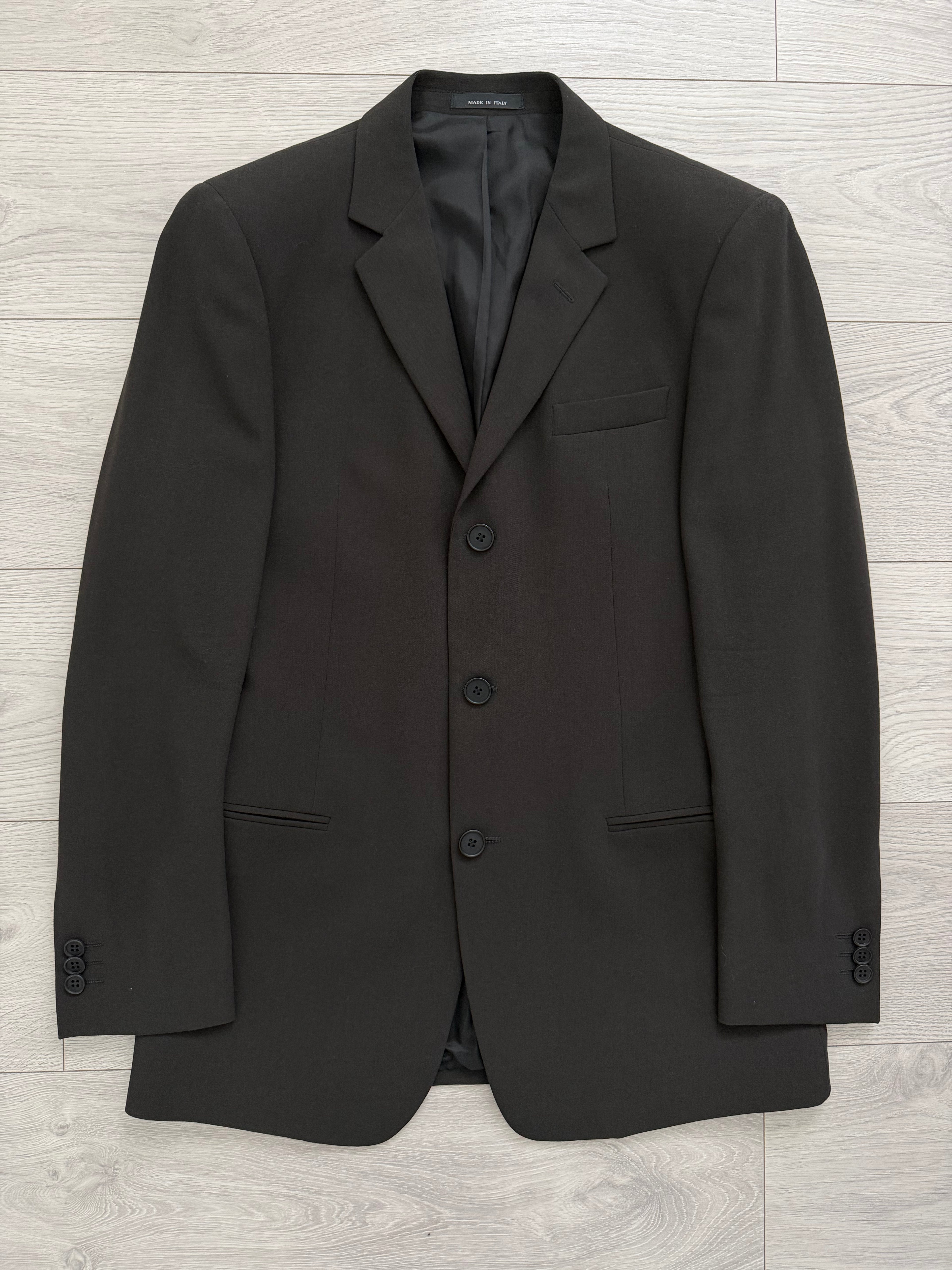 Emporio Armani 1990s 3B Draped Wool Suit Espresso Black - Size S Jacket / 30" Waist
