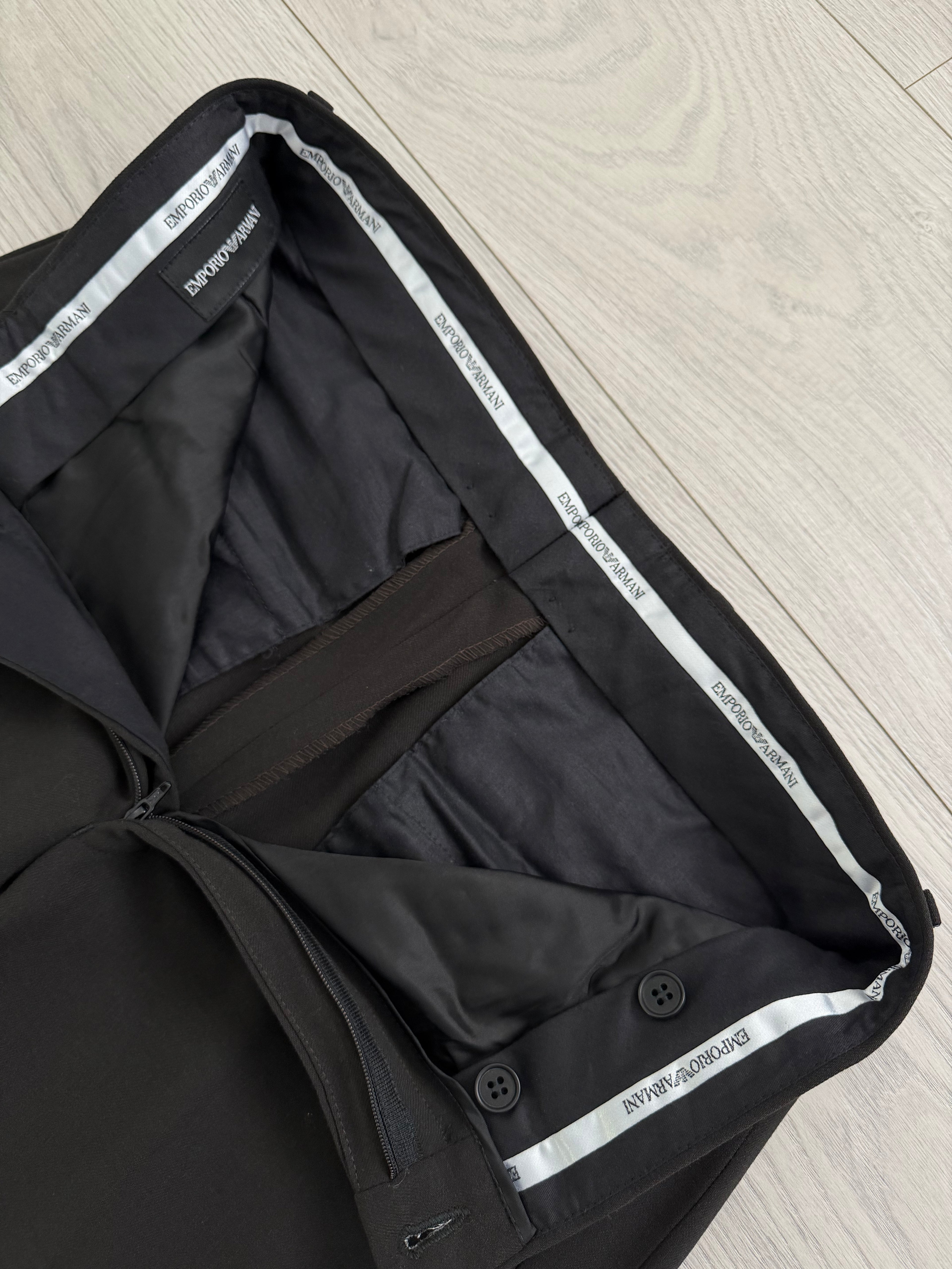 Emporio Armani 1990s 3B Draped Wool Suit Espresso Black - Size S Jacket / 30" Waist