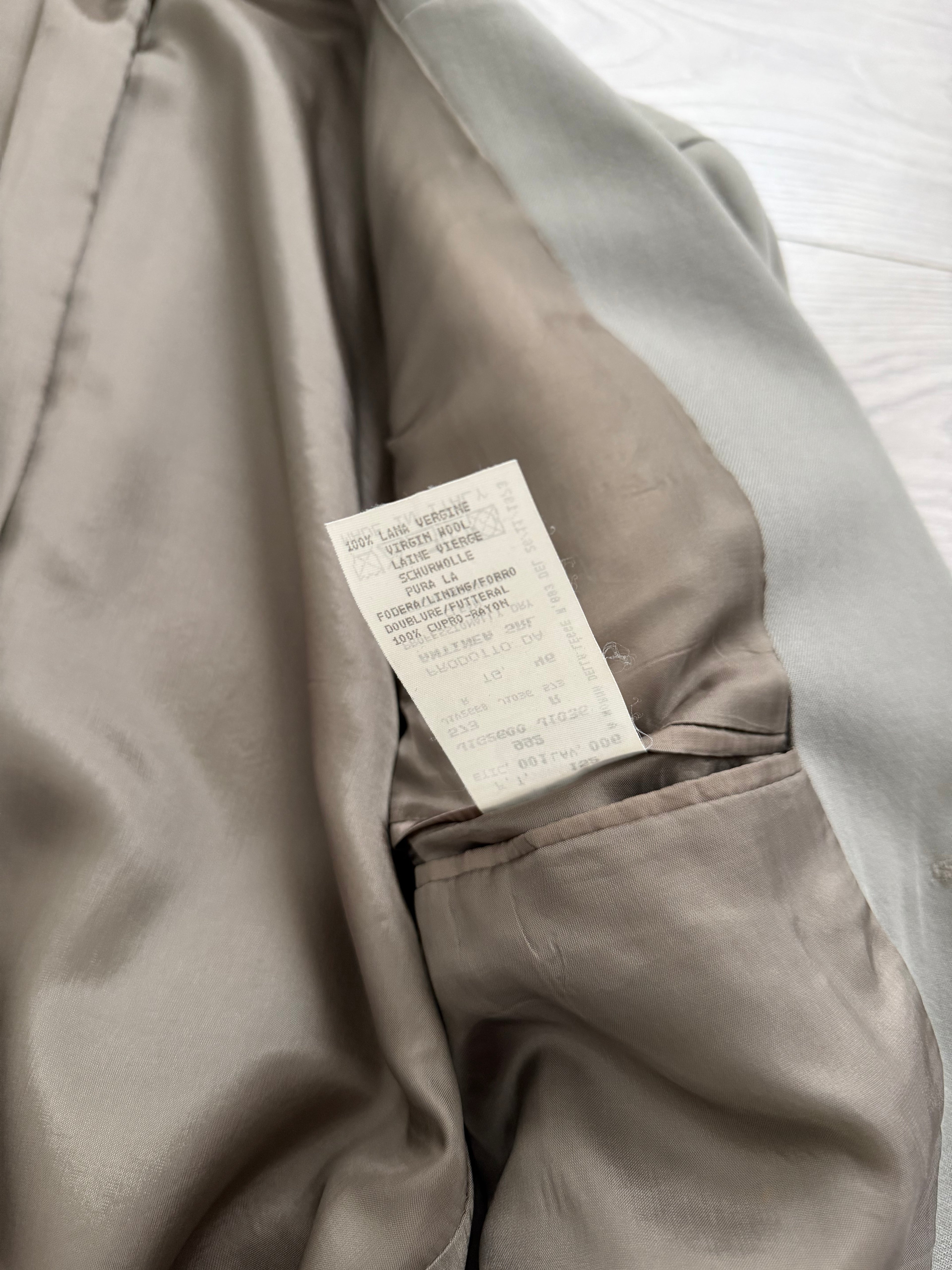 Emporio Armani 1990s 3B Draped Pleated Wool Suit Taupe Sage - Size S Jacket / 28" Waist
