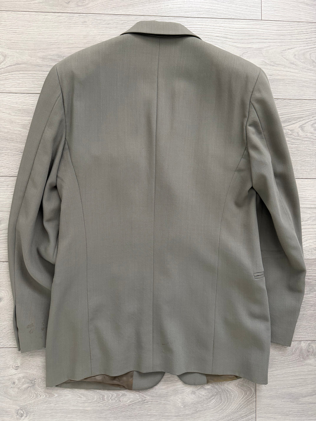 Emporio Armani 1990s 3B Draped Pleated Wool Suit Taupe Sage - Size S Jacket / 28" Waist