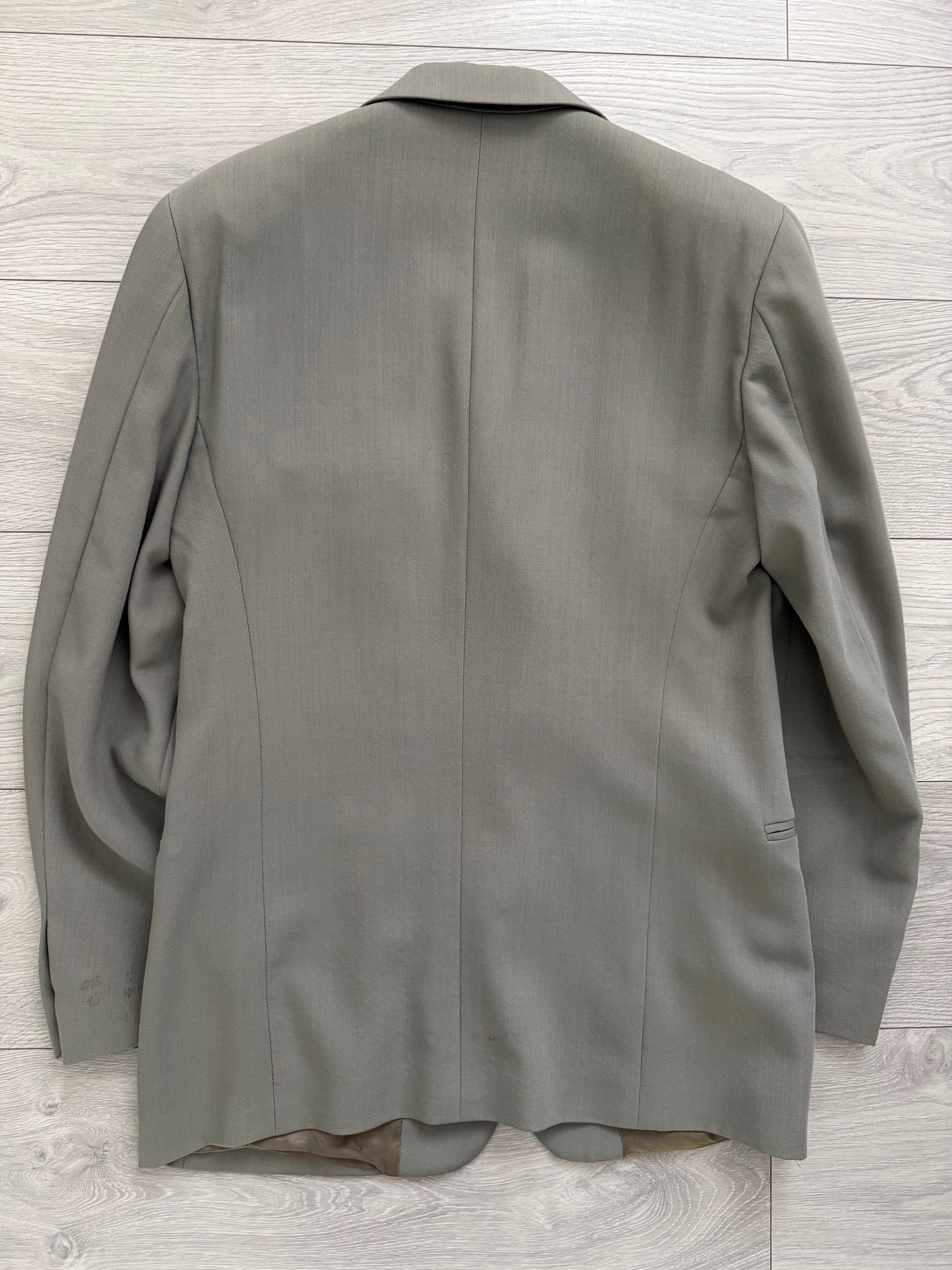 Emporio Armani 1990s 3B Draped Pleated Wool Suit Taupe Sage - Size S Jacket / 28" Waist