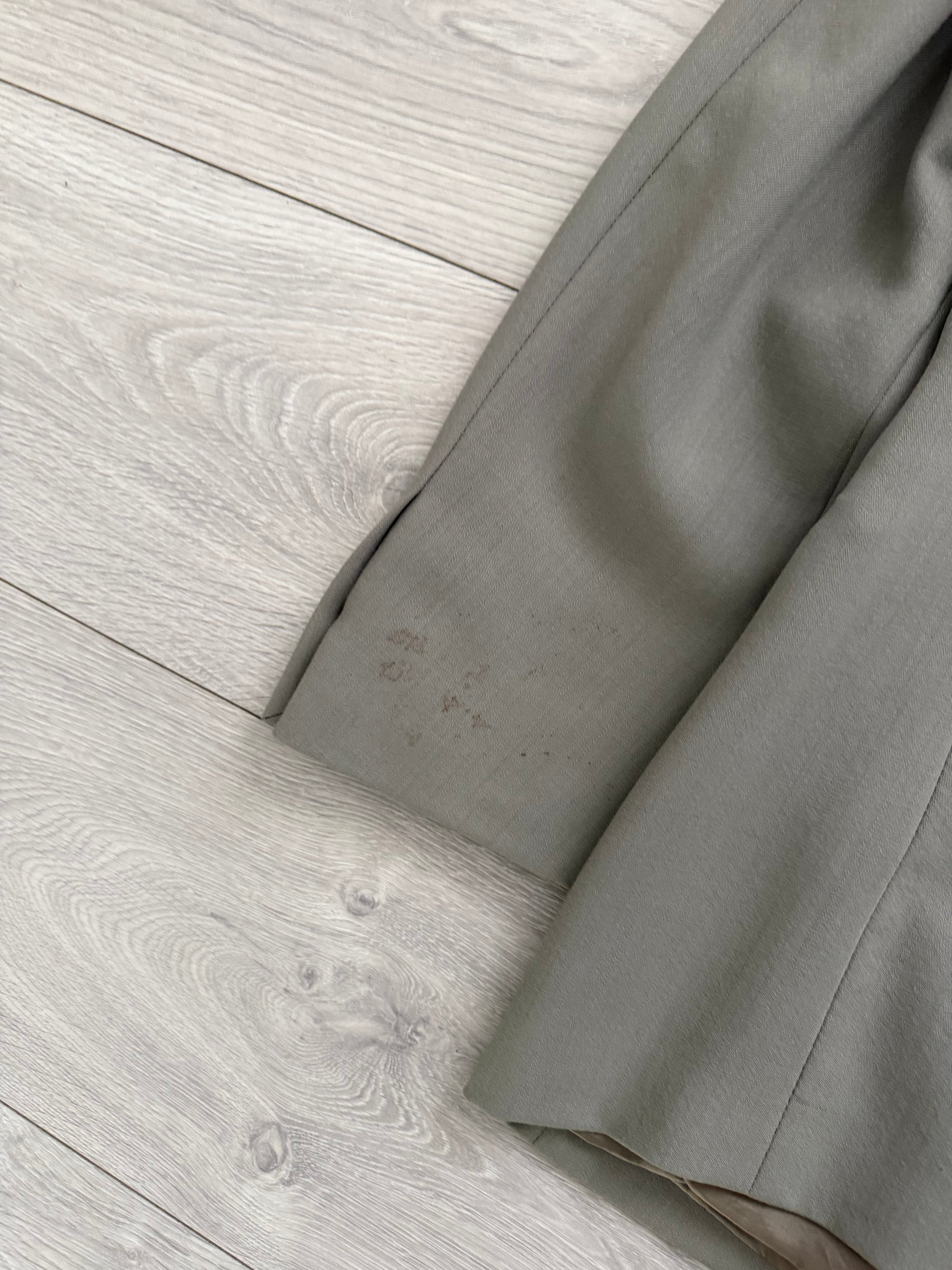 Emporio Armani 1990s 3B Draped Pleated Wool Suit Taupe Sage - Size S Jacket / 28" Waist