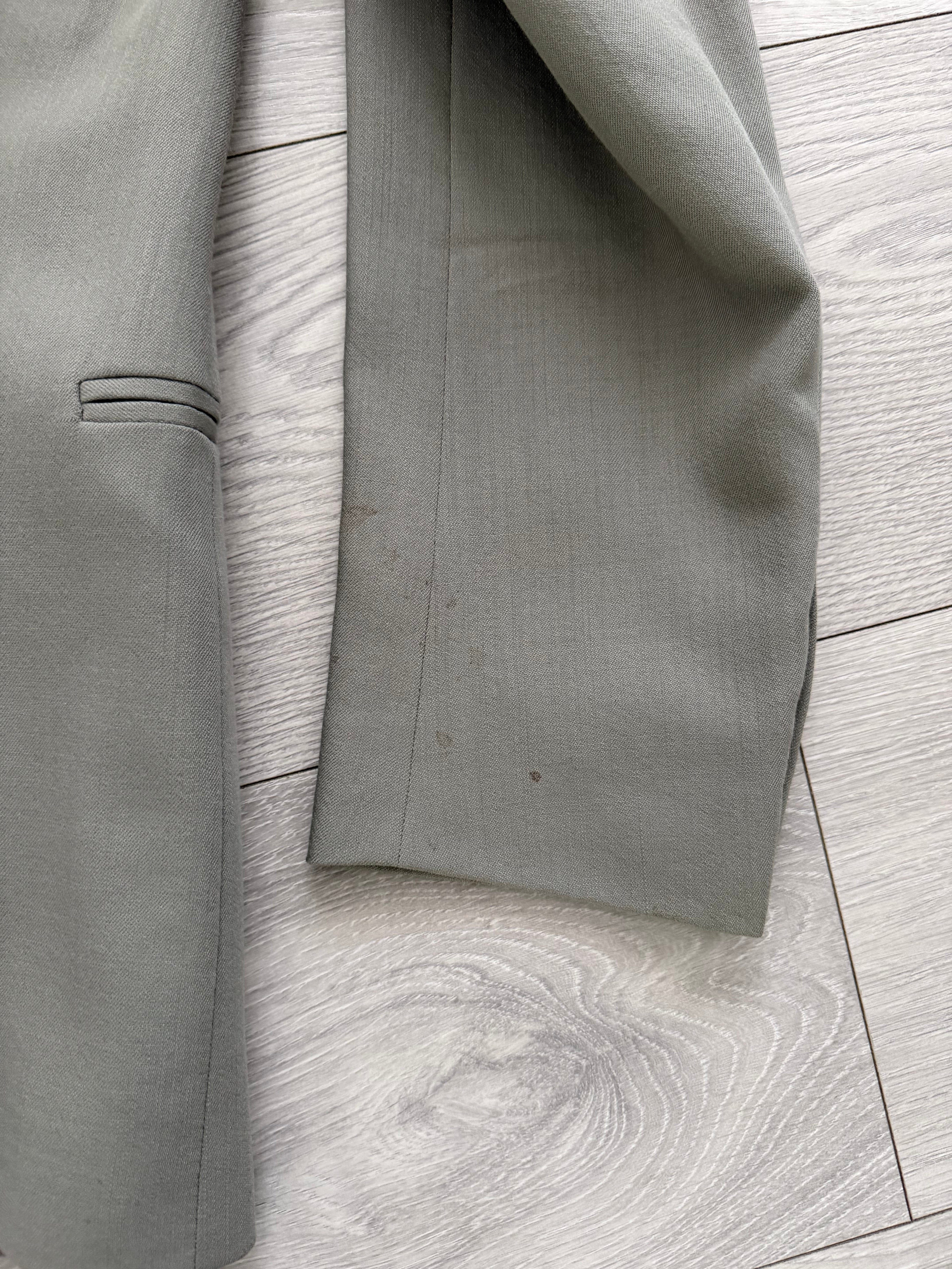 Emporio Armani 1990s 3B Draped Pleated Wool Suit Taupe Sage - Size S Jacket / 28" Waist