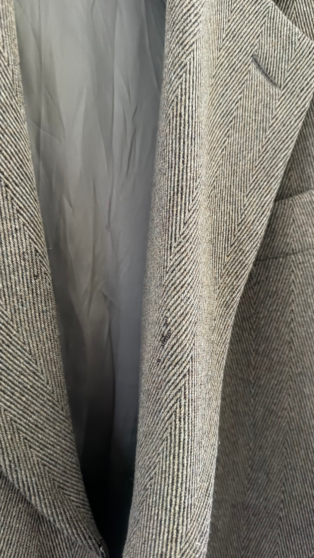 Giorgio Armani 1980s Herringbone Wool Coat Taupe Brown - Size L