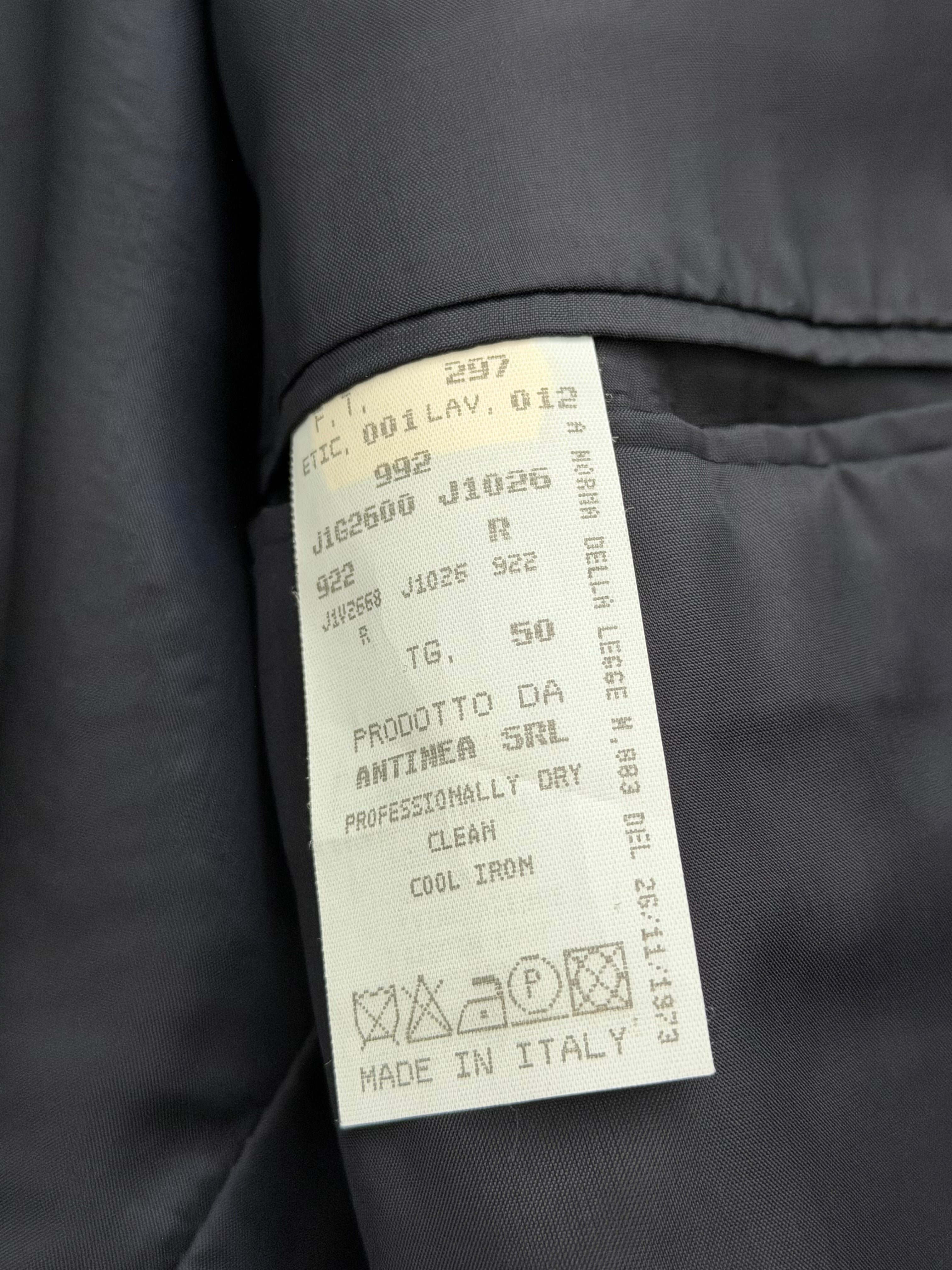 Emporio Armani 1990s 3B Ribbed Weave Draped Pleated Wool Suit Navy - Size L Jacket / 34" Waist