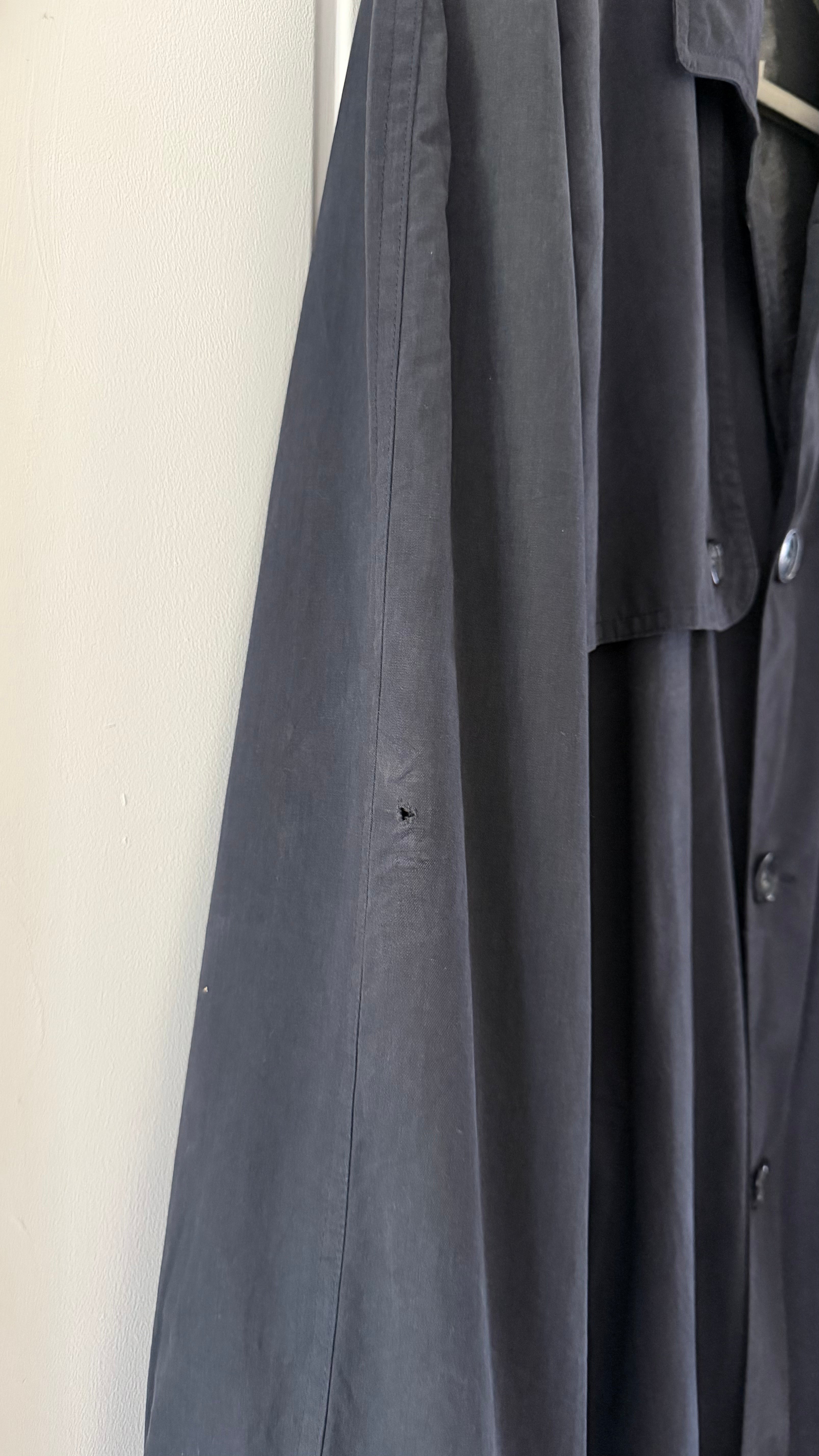 Giorgio Armani 1980s Oversized Cotton Nylon Long Trench Coat Navy Blue - Size XL