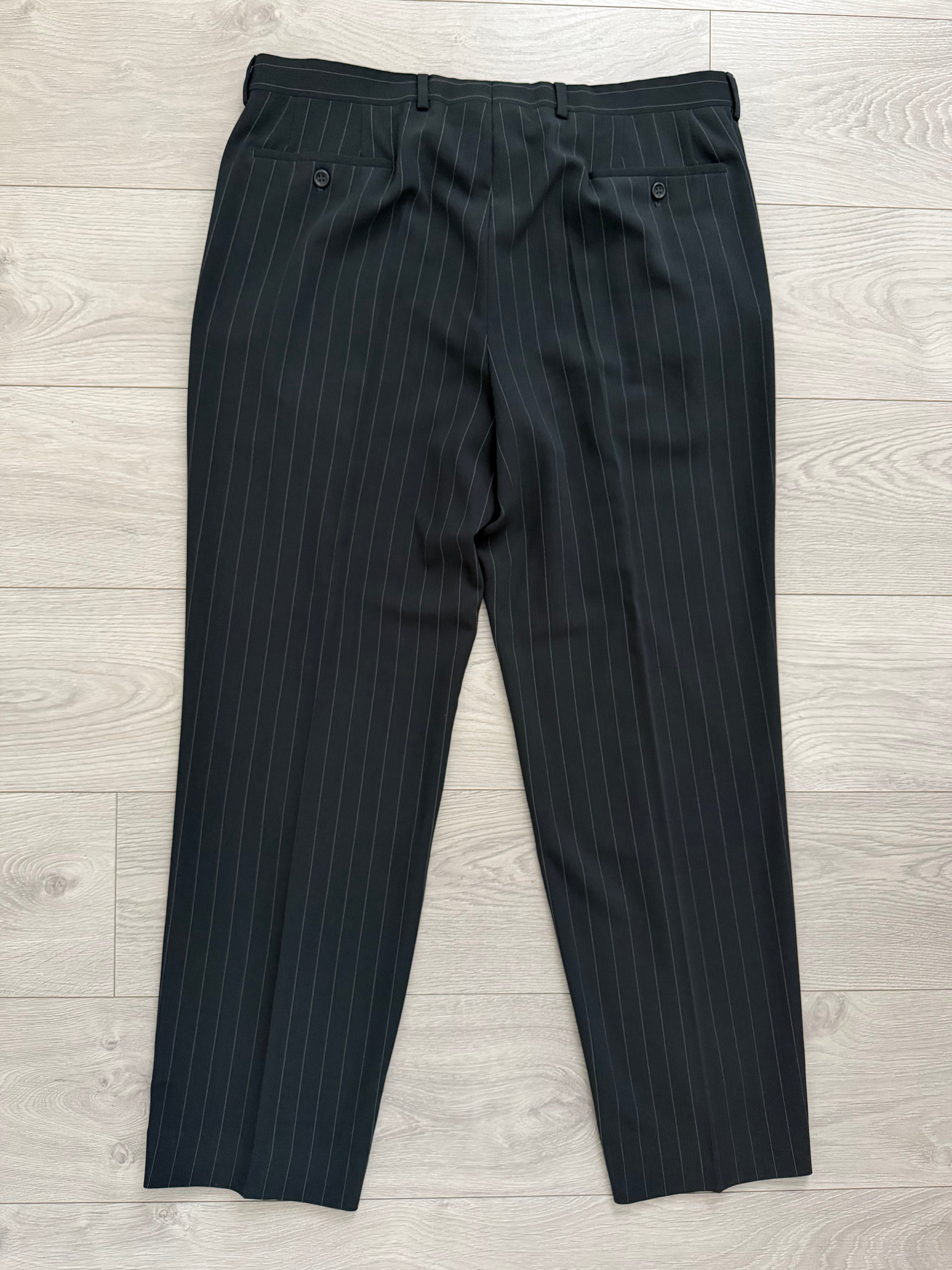 Armani 1990s 2B Draped Pinstriped Wool Suit Black - Size XXL Jacket / 38" Waist