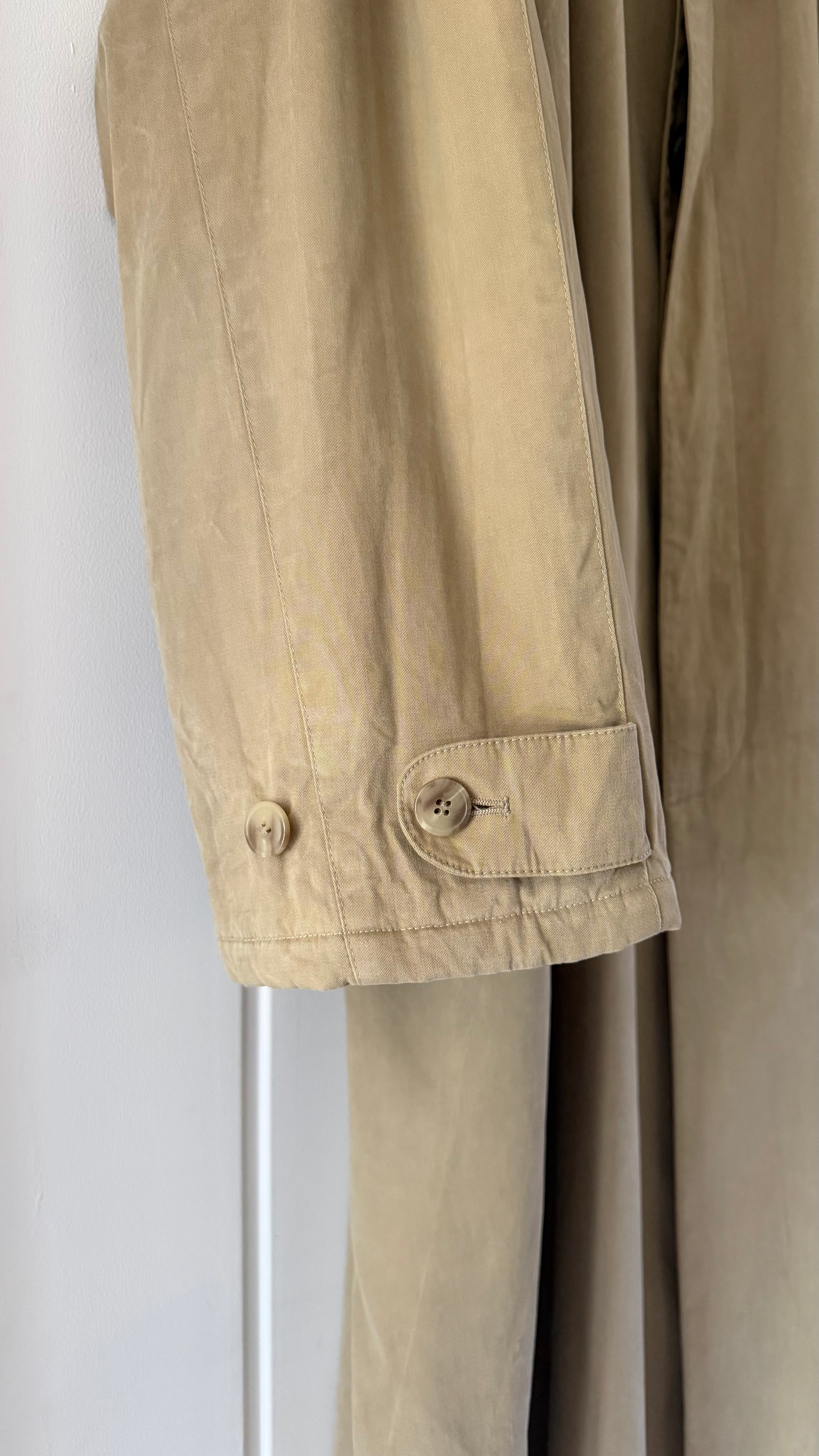 Giorgio Armani 1980s Taupe Beige Padded Cotton Balmacaan Overcoat - Size XL