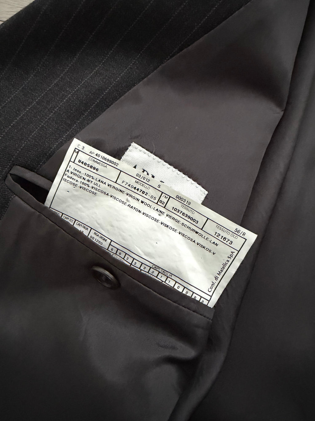 Armani 1990s 3B Pinstriped Wool Suit Charcoal Grey - Size XXL Jacket / 40" Waist
