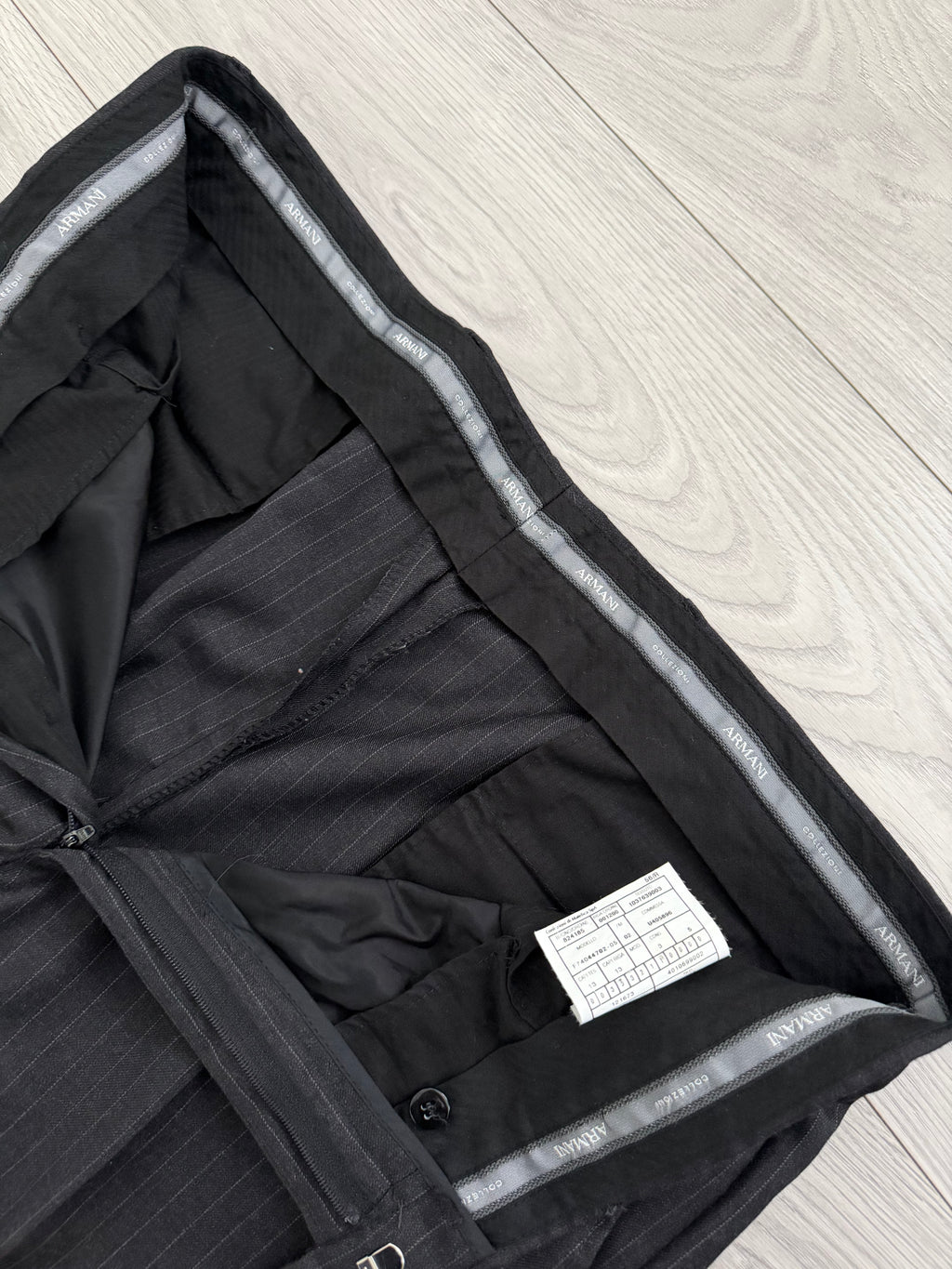 Armani 1990s 3B Pinstriped Wool Suit Charcoal Grey - Size XXL Jacket / 40" Waist