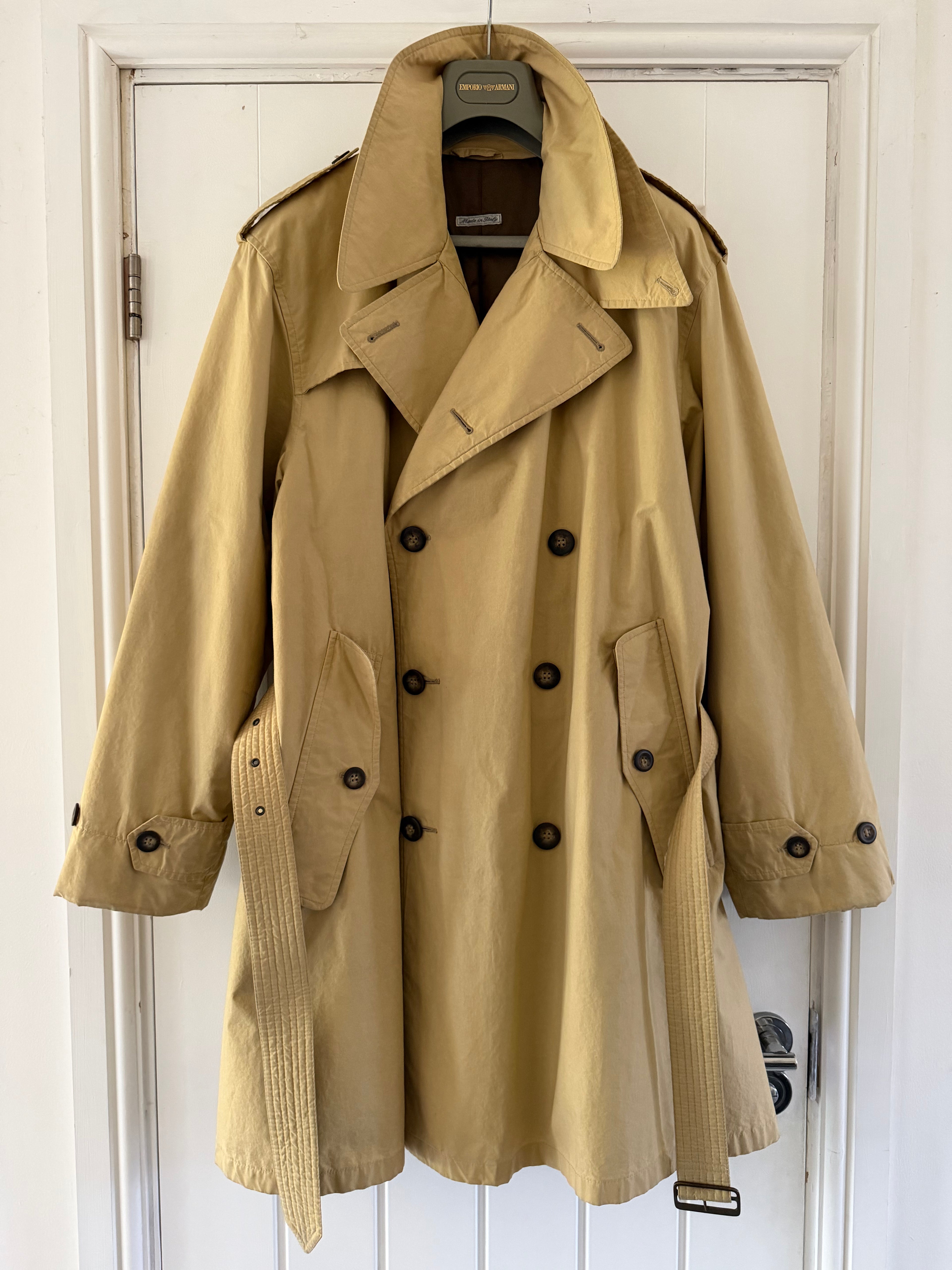 Emporio Armani 1990s Padded Belted Short Trench Pea Coat - Size M