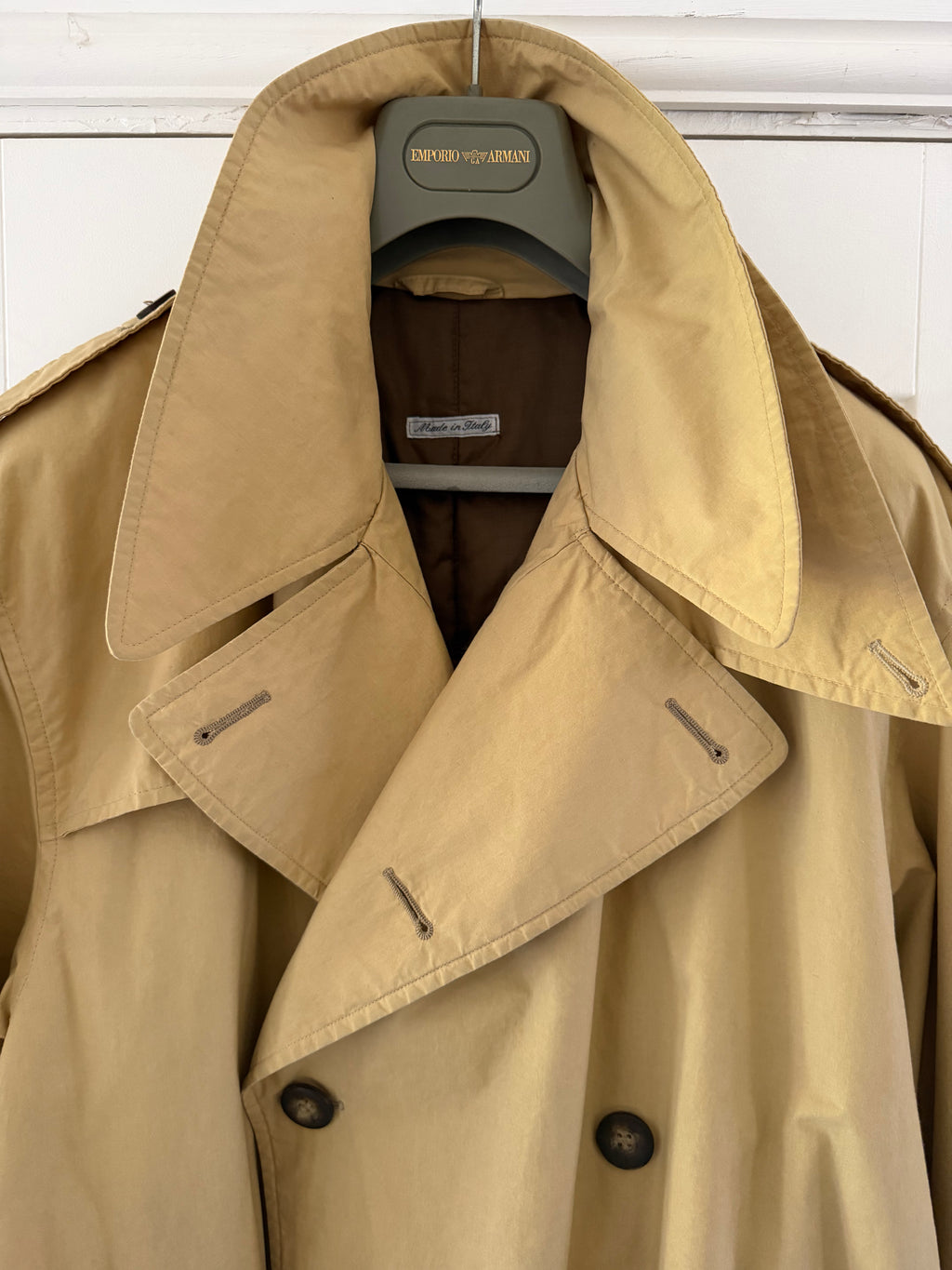 Emporio Armani 1990s Padded Belted Short Trench Pea Coat - Size M
